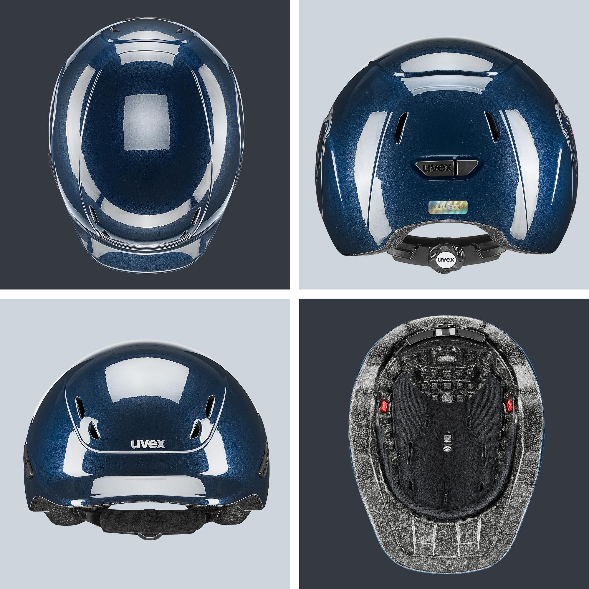 uvex Kidoxx - Casco da equitazione per bambini leggero – Vestibilità individuale – Ventilazione ottimale – Flower Navy Shiny 3XS-XS
