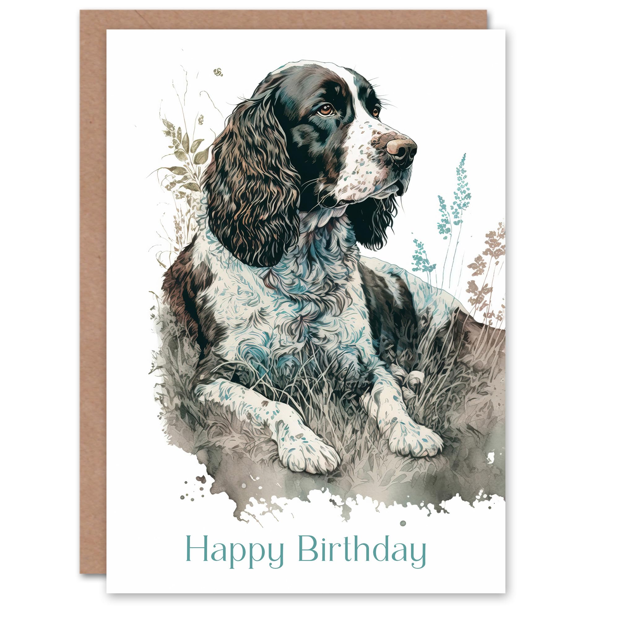 Artery8 Greeting Card - Happy Birthday Dog - Watercolor - White