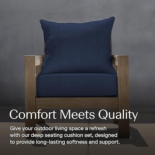 Vista 20 de Honeycomb - Asiento profundo para exteriores, 24 pulgadas de ancho x 23 pulgadas de profundidad, cojín para silla de exterior, rayas marfil y negro