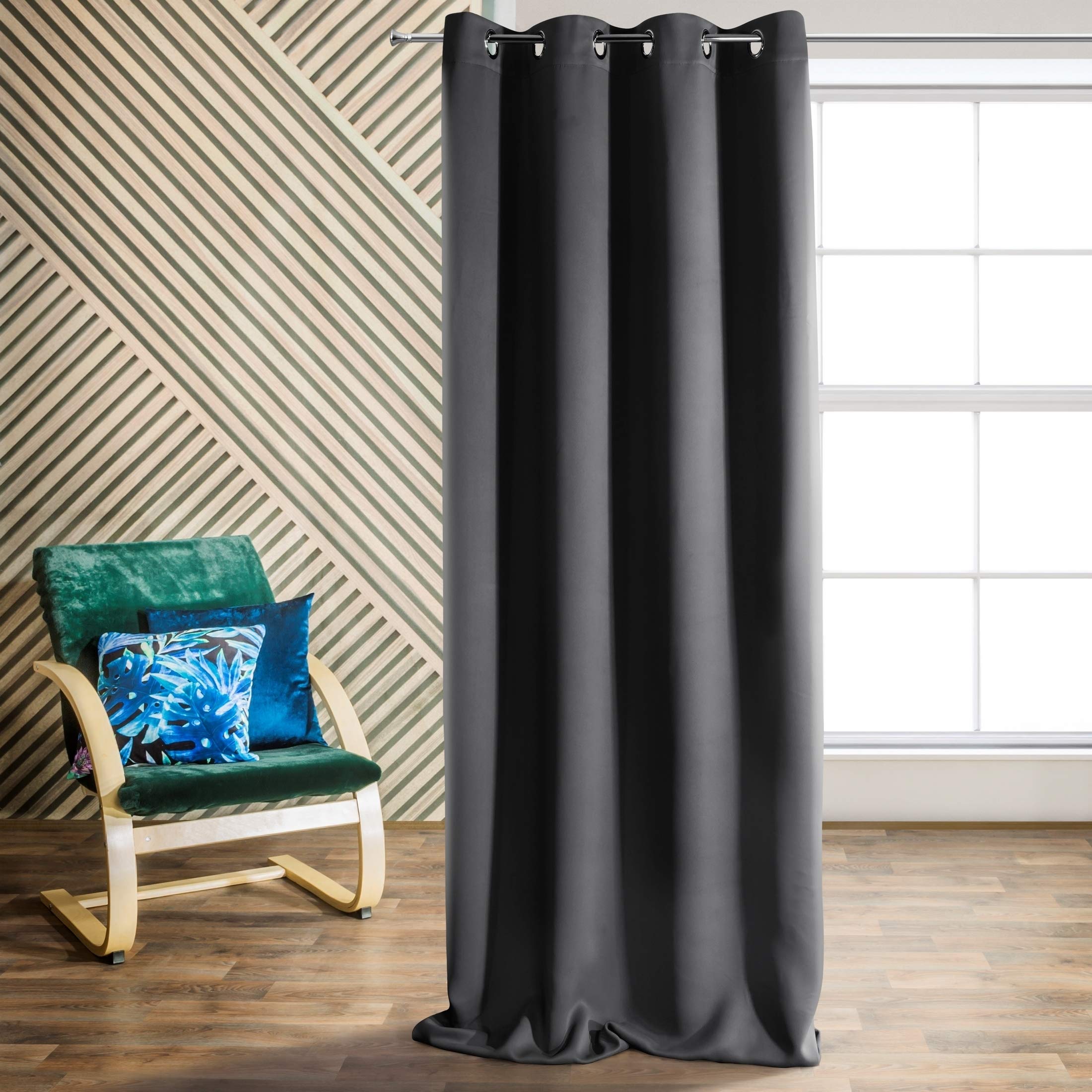 Eurofirany Smooth Blackout Blackout 8 Eyelets Soft Curtains Modern Simple Bedroom Children's Room Living Room Polyester Black 135 x 250 cm - Image 4