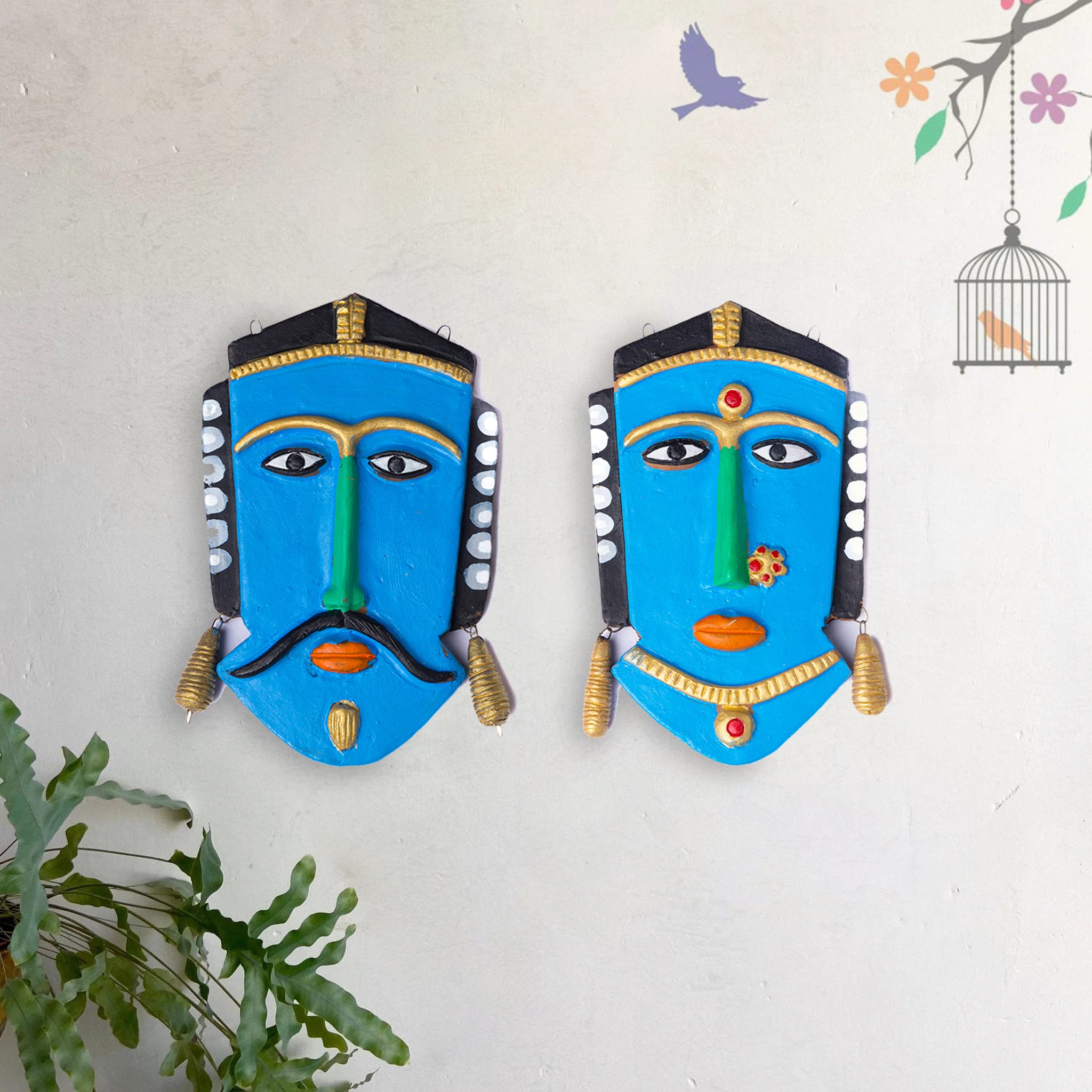 KARRU KRAFFT Pair of Terracotta Wall Hanging Mask/Indian Tribes