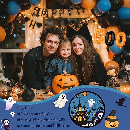 Miniatura 7 de Kit de decoración de fiesta de Halloween, decoración de Halloween, telón de fondo aterrador, arco de globos, bandera, bandera, telaraña, fantasma,
