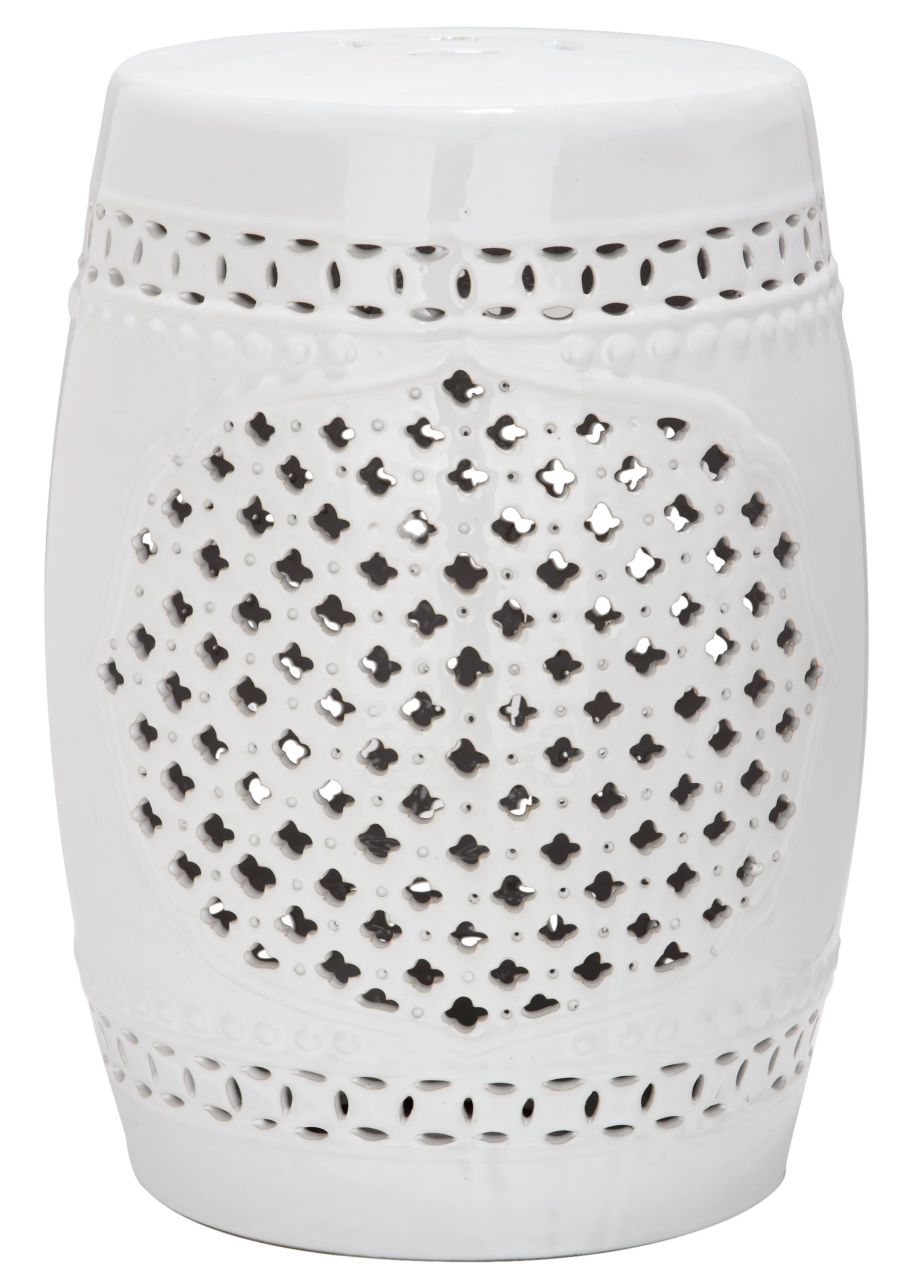 Safavieh Moroccan Quatrefoil Ceramic Decorative Garden Stool, White