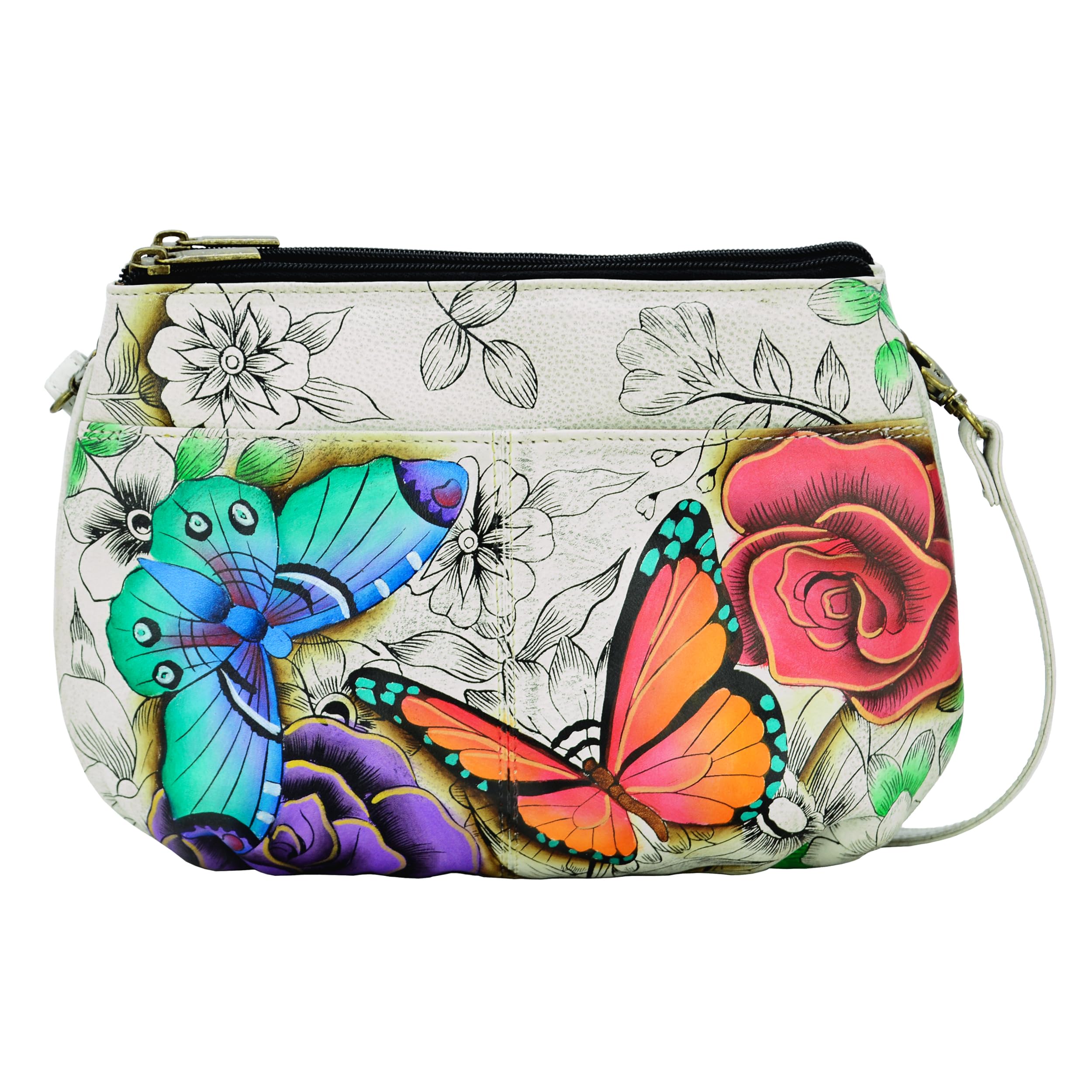 Anna by Anuschka Handpainted Leather Multi Compartment X-body,hills of Tuscany