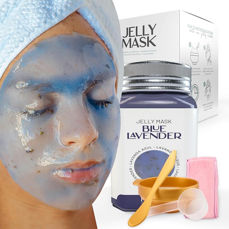 BRÜUN Máscara facial peel-off em pó Blue Lavender, pote com acessórios