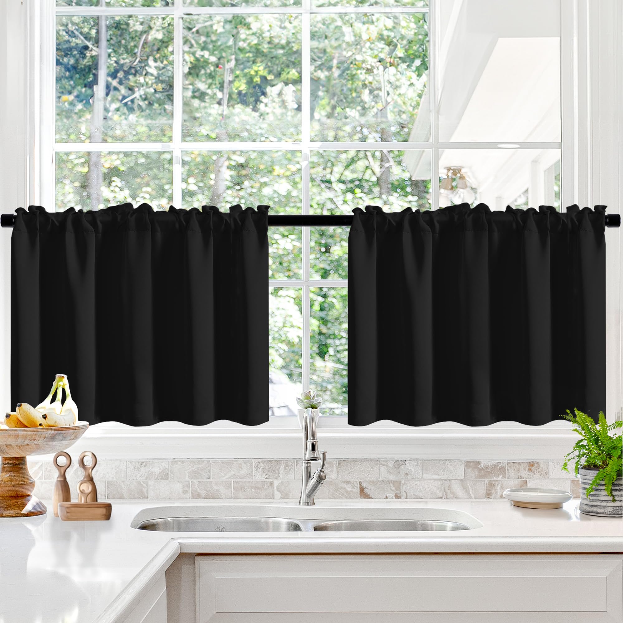 Amazon.com: Deconovo Short Curtains, Blackout Kitchen Curtains Set for ...