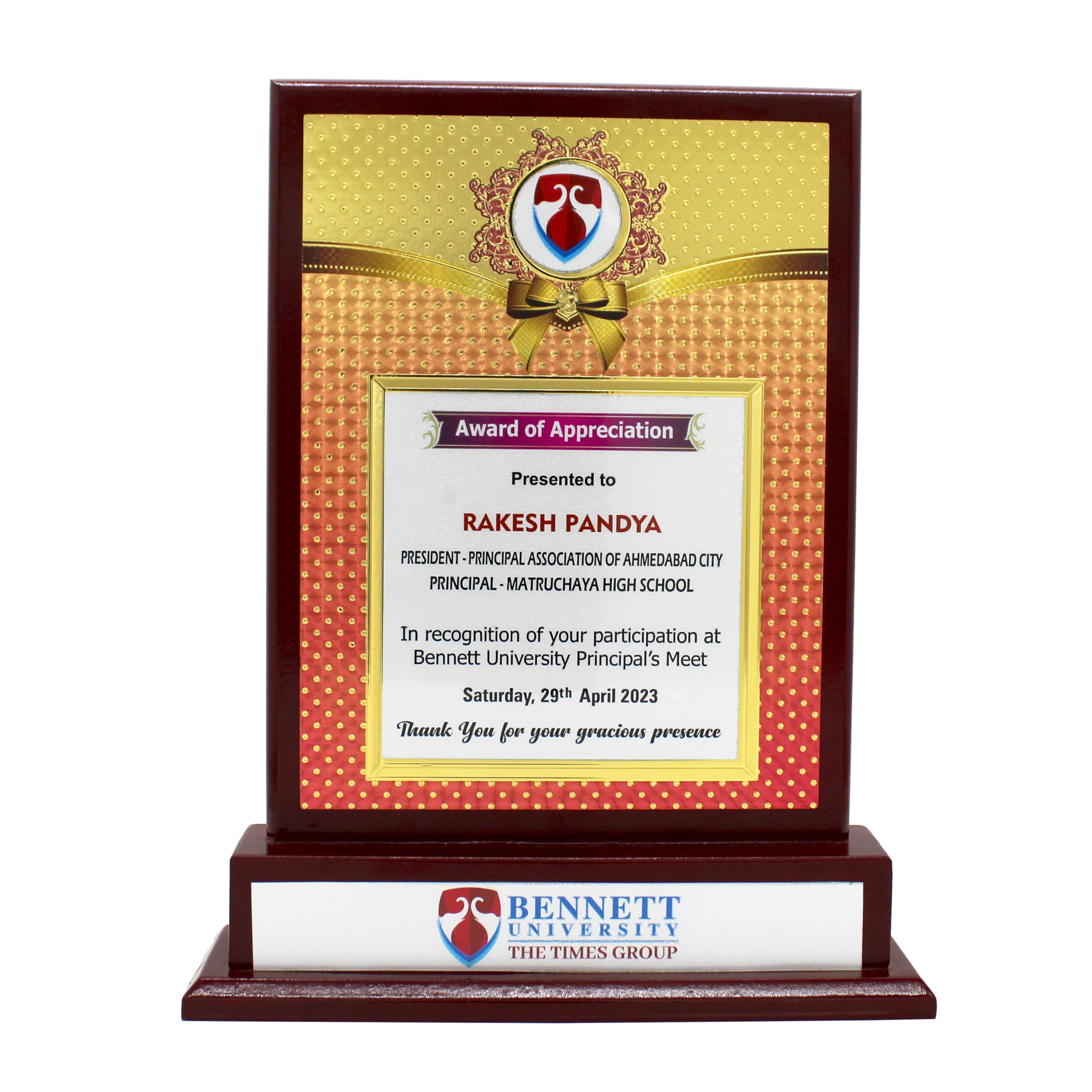 Ishika Creation Personalized Gift Wooden Award Plaque Trophy with Customized Photo Message-picture-16