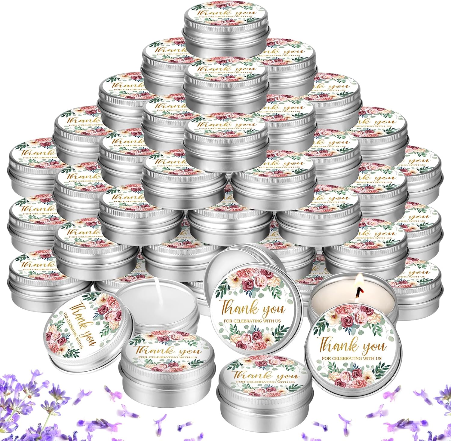 MTLEE 40 Pcs Wedding Candles Gift Favors (Pink Rose)