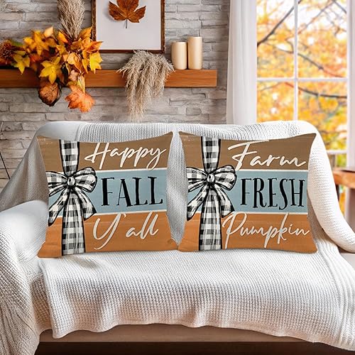 Vista 30 de ONFAON Juego de 4 fundas de almohada rojas con árboles de Navidad, 18 x 18 pulgadas, decoración de Navidad y vacaciones de invierno para sofá