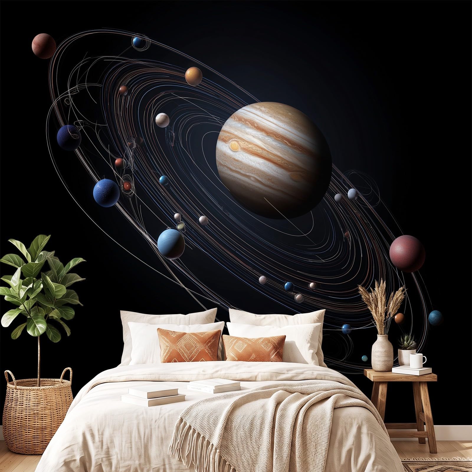 Technologia z motywem kosmosu, planeta Jowisz, tapeta ścienna, dekoracja ścienna, tapeta z motywem, 300 x 210 cm, dekoracja ścienna, tapeta ze wzorem do salonu, sypialni