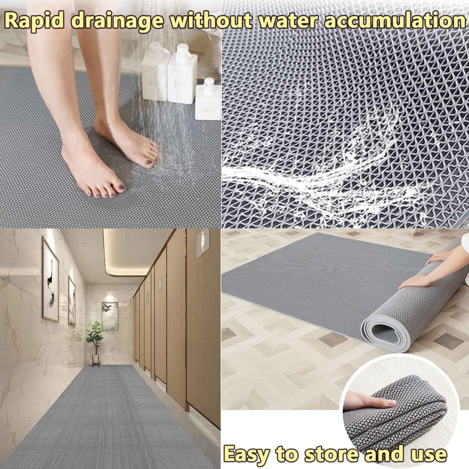 Tappetino antiscivolo per drenaggio, impermeabile, per interni ed esterni, per aree umide, in PVC, a forma di S, per piscina, cucina, bagno, ristorante