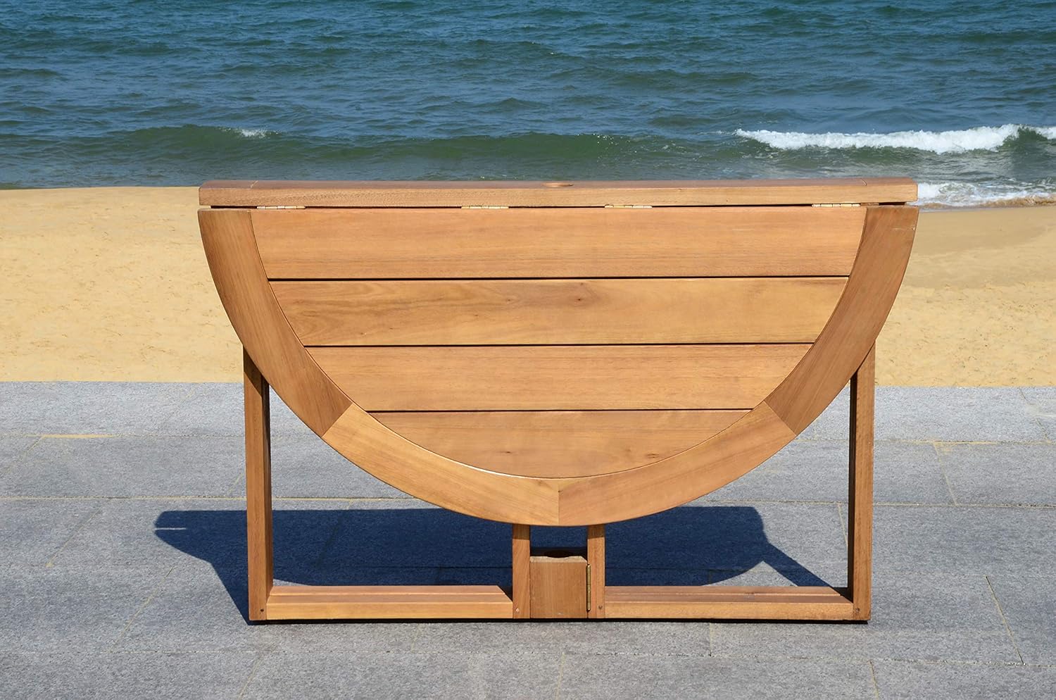 Safavieh PAT7036A Outdoor Collection Wales Round 47.24" Dining Table, Teak