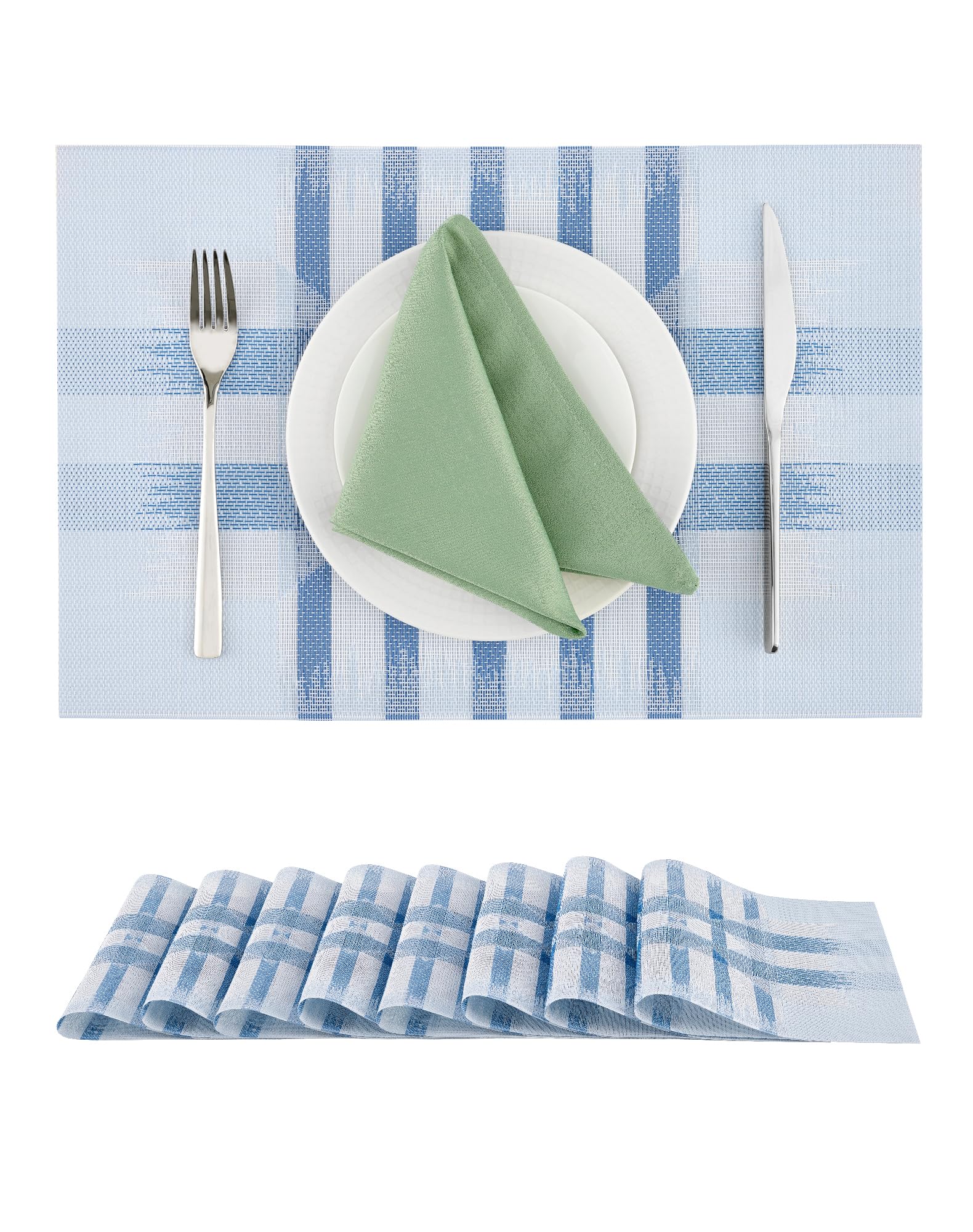 Platzsets Mit Geometrischem Muster – 4er-Set, Blau, Hitzebeständig Bis 80°C, Rutschfest & Waschbar