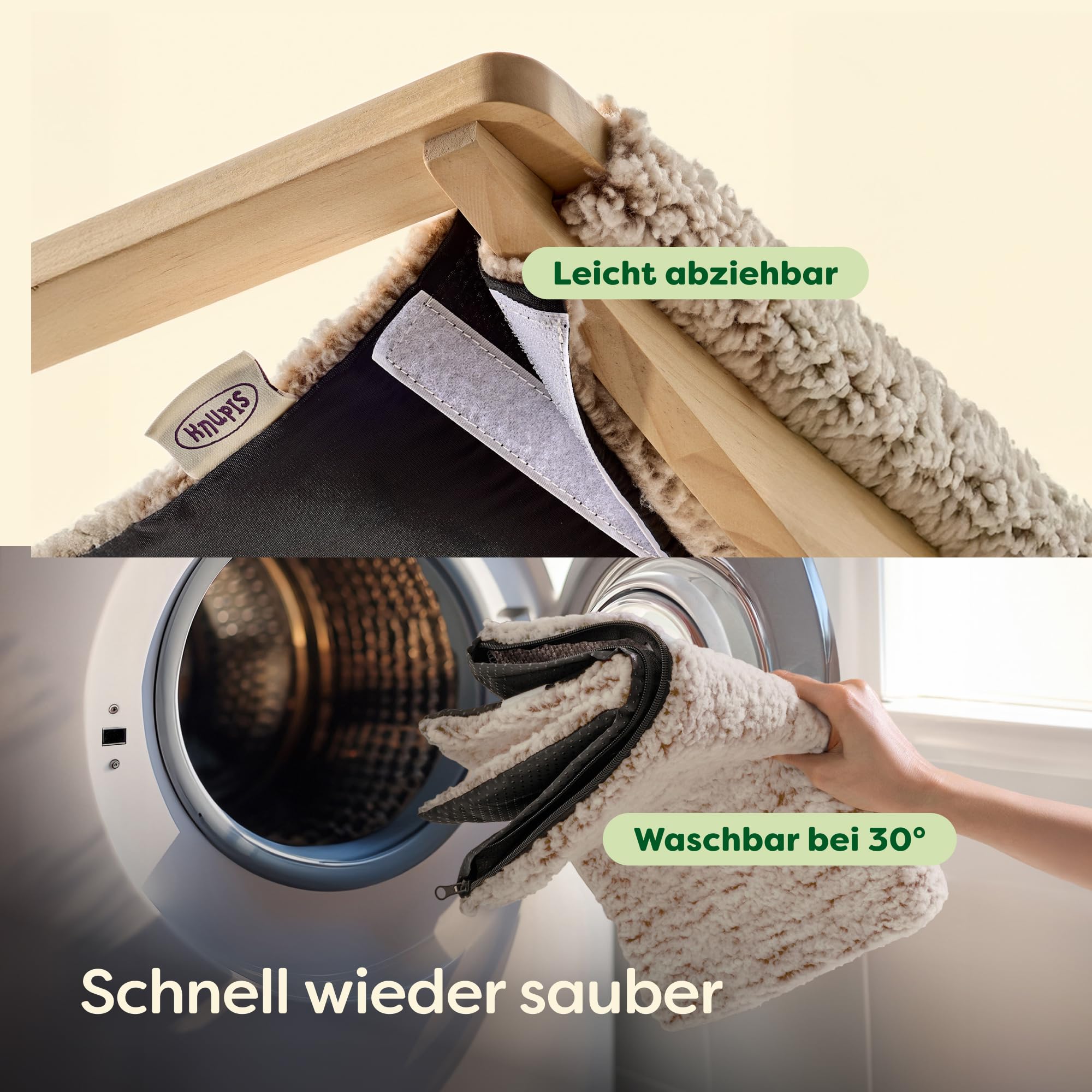 Knupis Katzen Kletterwand Set mit Hängematte & 2X Katzentreppe – massives Kiefernholz, stabile Wandliege bis 30 kg – Für Spielspaß & Gemütlichkeit