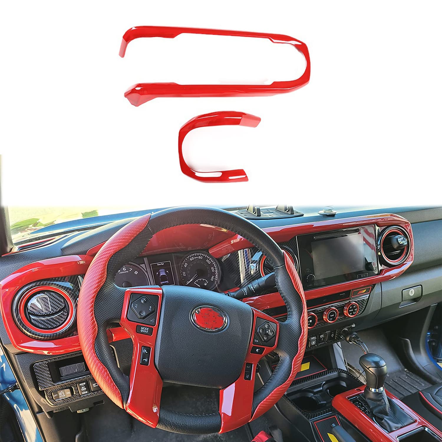 Hyorabyn for Toyota Tacoma 2016 2017 2018 2019 2020 2021 2022 2023 Central Console Display Dashboard Panel Cover Trim 2PCS Car Accessories (NOT Fit