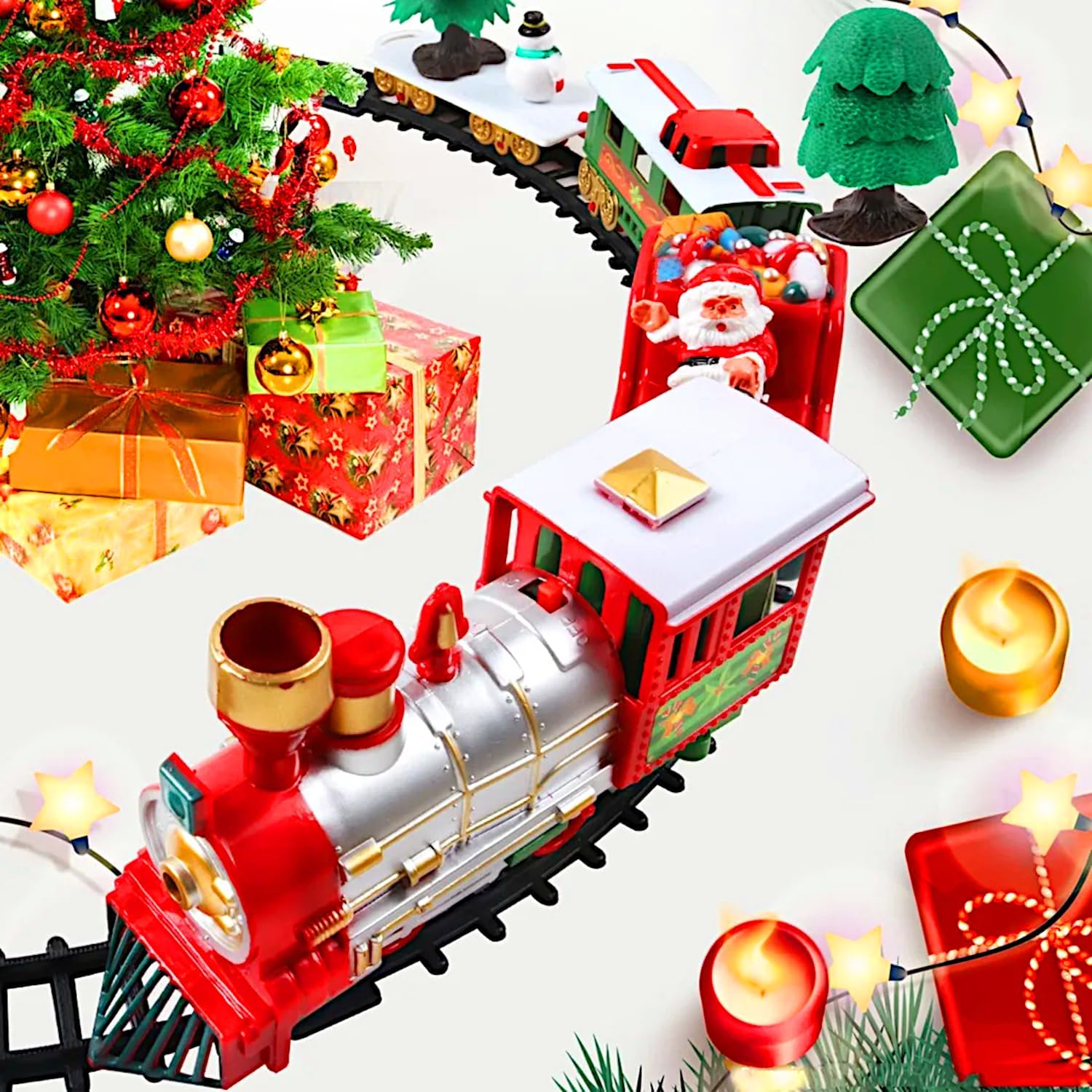Buy Christmas Tree Music Train Set – Battery-Operated Locomotive