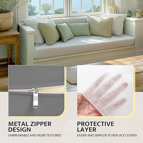 Miniatura 5 de mudilun Fundas de cojín impermeables para exteriores, 24 x 24 x 4 pulgadas, antideslizantes, para muebles de patio, interiores, con cremallera,