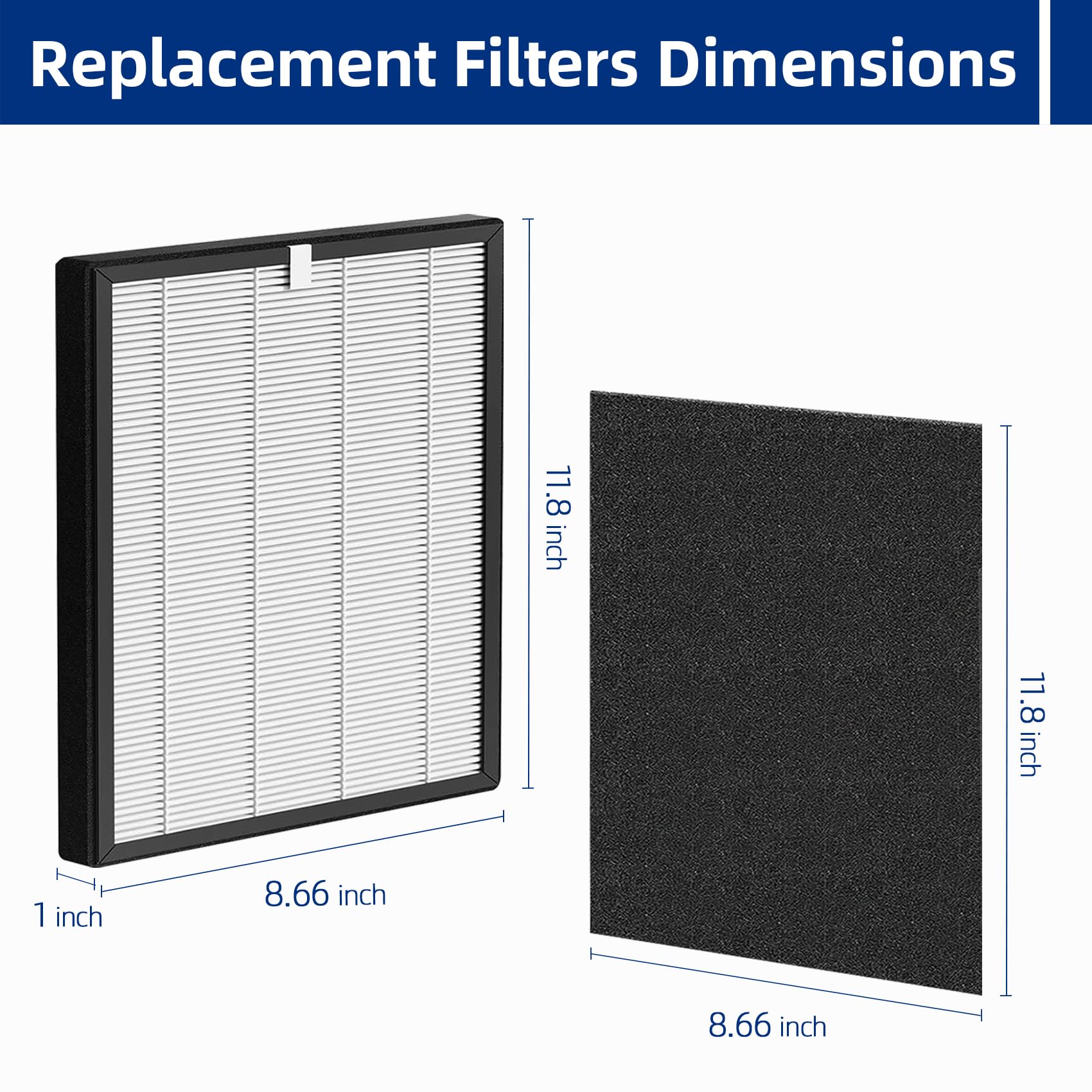 ProHEPA 9000 - Filtros de repuesto compatibles con el purificador de aire VEVA ProHEPA 9000, 2 filtros H13 True HEPA + 8 prefiltros de carbón activado