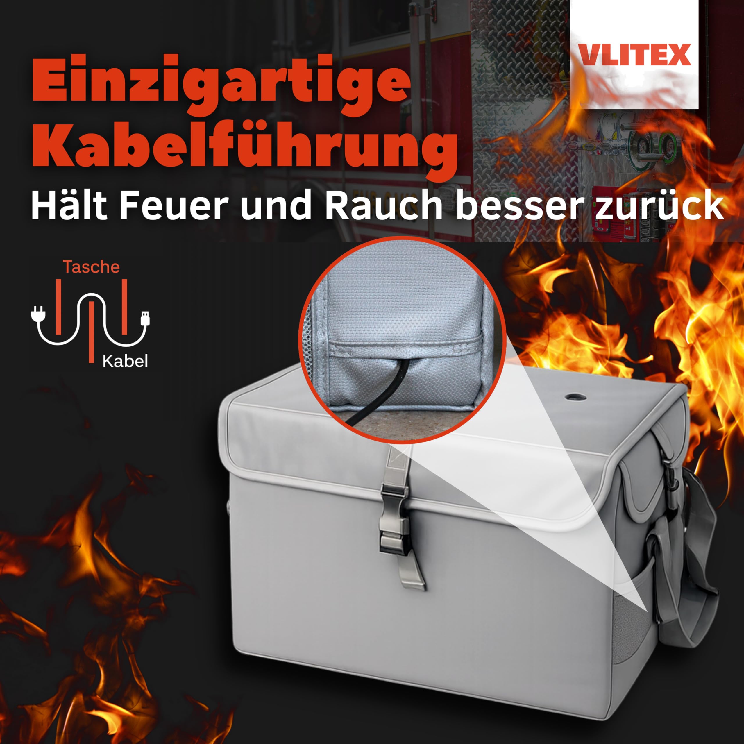 VLITEX Akku Sicherheitsbox XL – Lipo Safe Bag & Akku Aufbewahrungsbox – Hitzebeständige Akku Ladebox für Lithium Ionen Akkus – Sicherheits- und Brandschutzbox