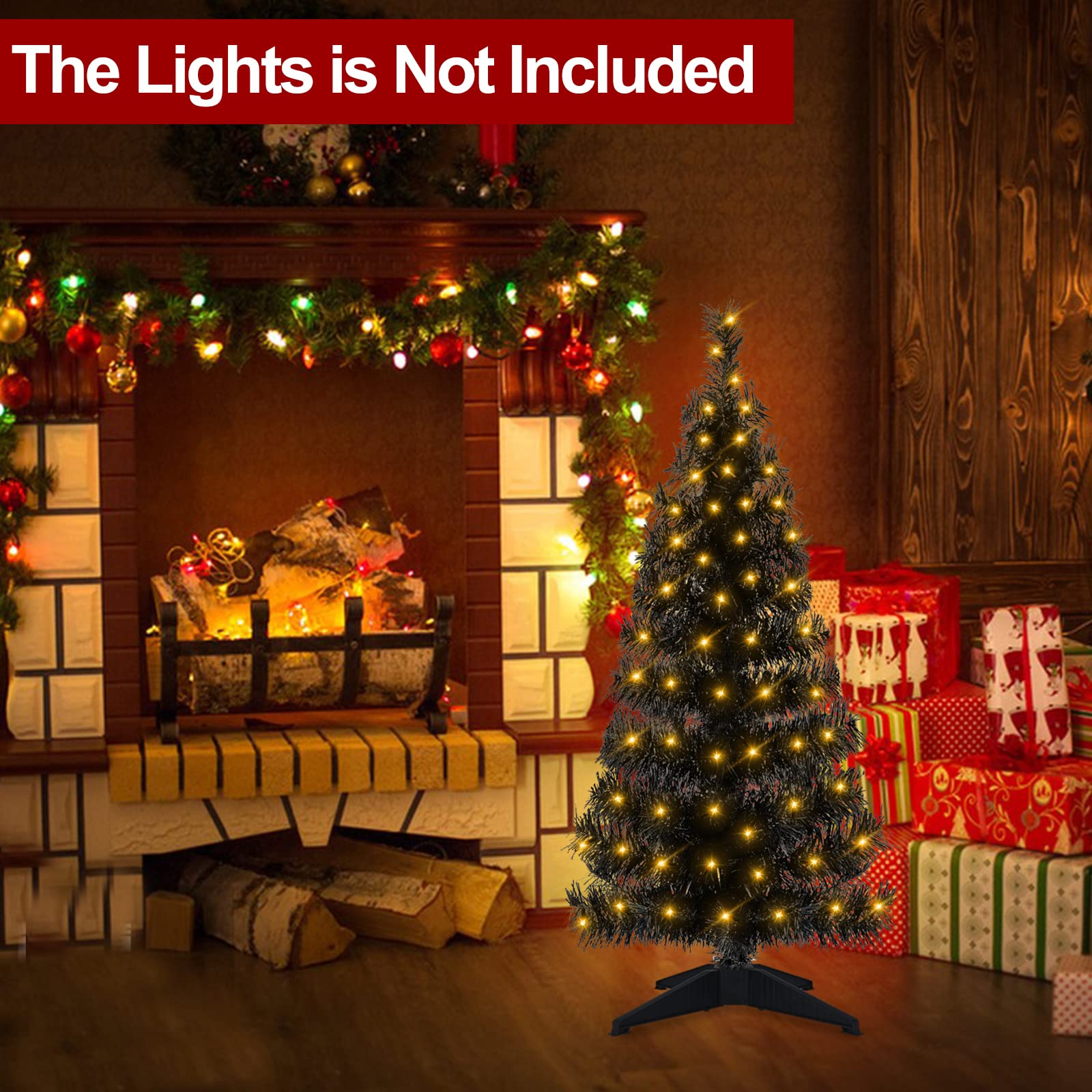 TURNMEON 3 Ft Orange Purple Lighted Halloween Tree Decor with Timer DIY 60 LED15 Bats Ornament Battery Powered Full Artificial Black Xmas Christmas Tree Halloween Decorations Home Indoor Outdoor Party