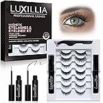 Luxillia Magnetic Eyelashes Kit - 10 Piece Magnetic Eyelash & Eyeliner Set with Applicator - Natural Look Easy Apply Reusable Fake Extension Lashes, No Glue - Pestaas Postizas Magnticas Naturales