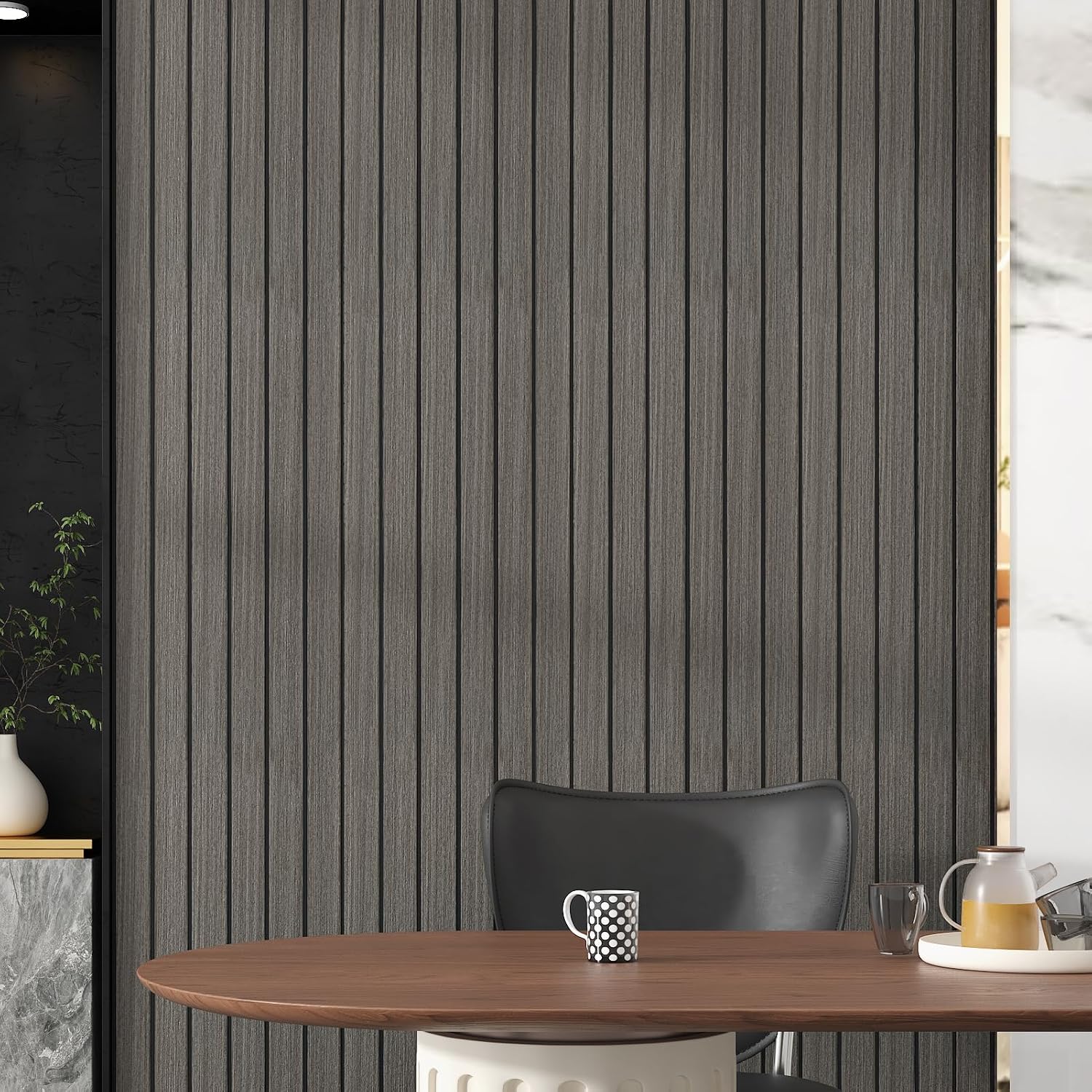 Acoustic Wood Wall Panels Dark Brown Wood Panels for Wall Soundproof Peel and Stick Wooden Slats Wallpaper 3D Shiplap Vintage Foam Vinyl Roll for Bedroom TV Background Living Room Ceilings
