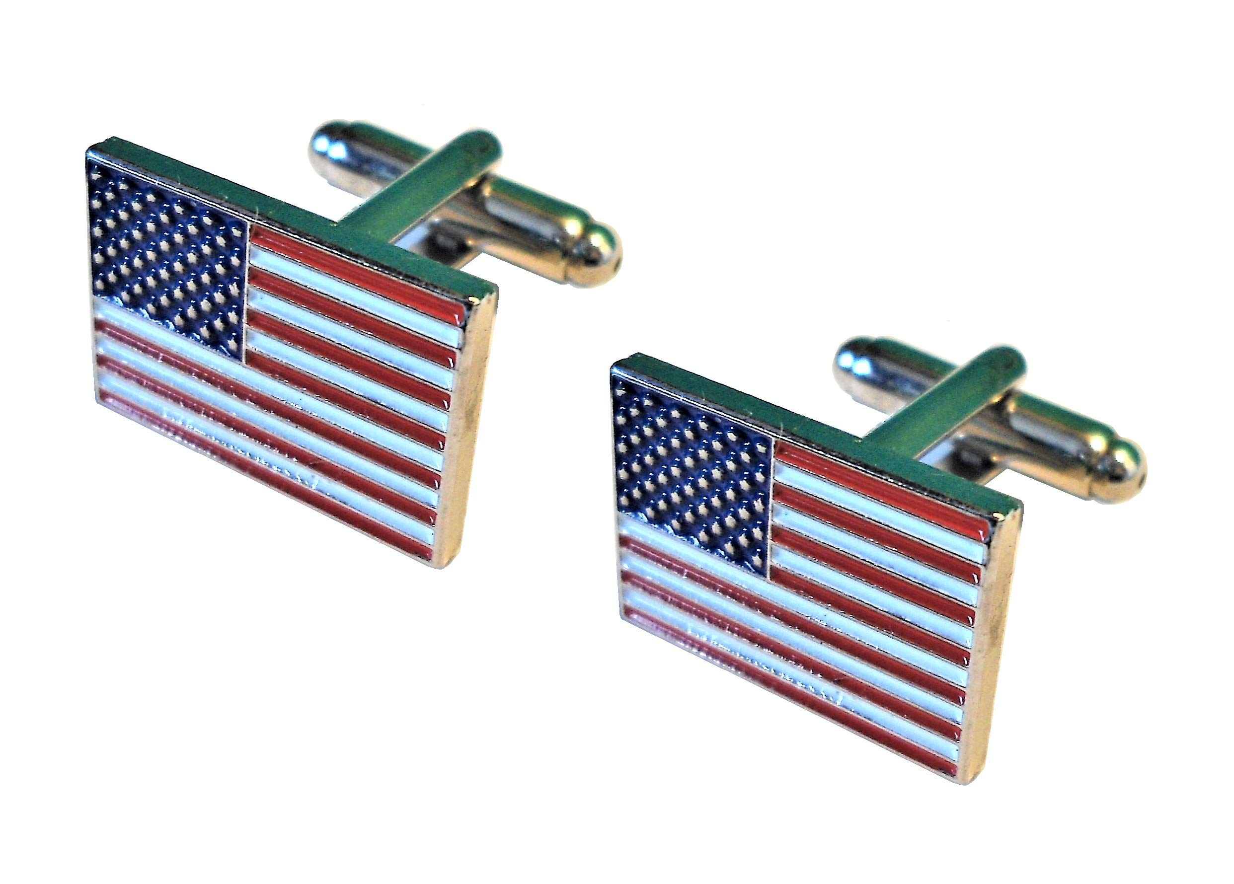 B4b Usa Stars & Stripes American National Flag Metal Enamel Cufflinks