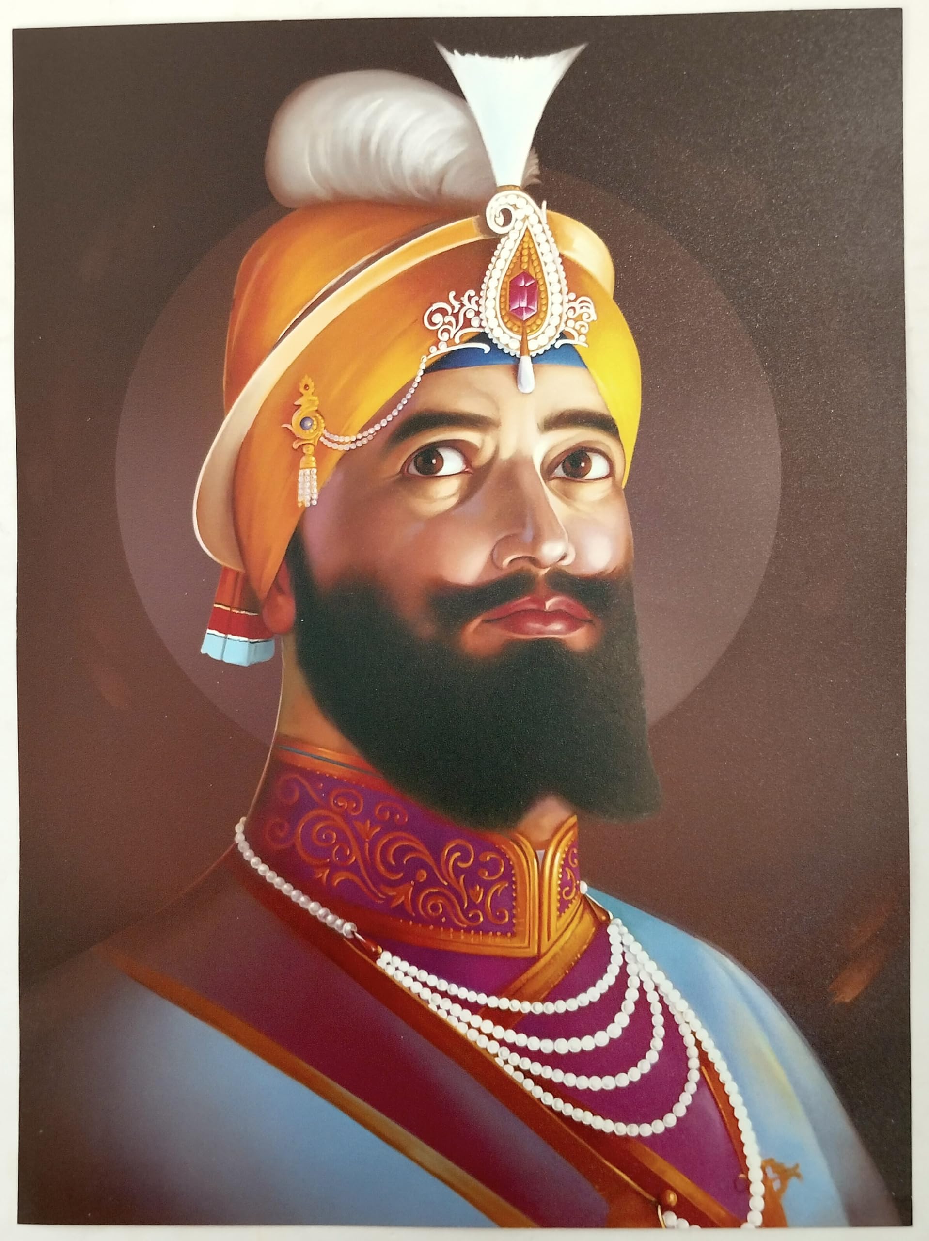 KGU Shri Guru Gobind Singh Ji Photo Poster 16x12 Inch - Guru Nanak Dev Ji, Guru Gobind Singh Ji, Baba Deep Singh Ji, Guru Angad Dev Ji, Char Sahibzade, Mata Gujri ji, Chaar Sahibzaade,