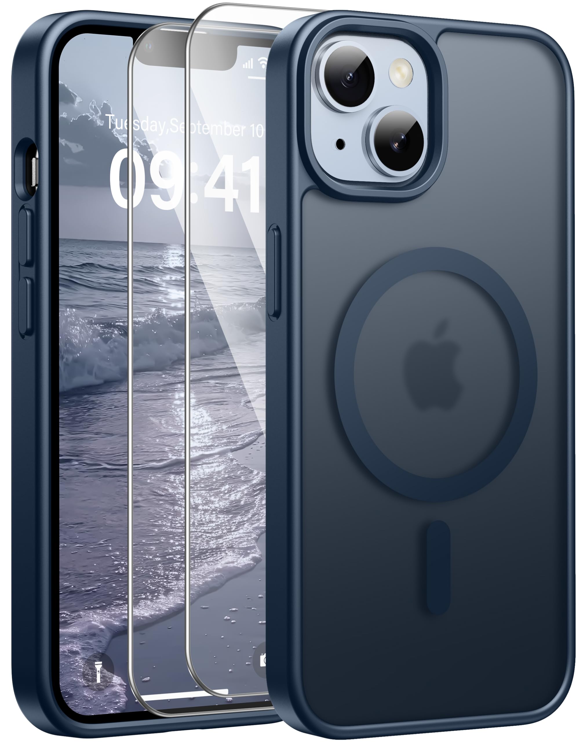 Opkiegrn für Samsung Galaxy S25 5G Hülle, Kompatibel mit MagSafe mit 2 Stück Panzer Schutz Glas Folie, KameraSchutz Folie Stoßfest Kratzfest Transluzente Matt Handyhülle für Samsung S25, Grau