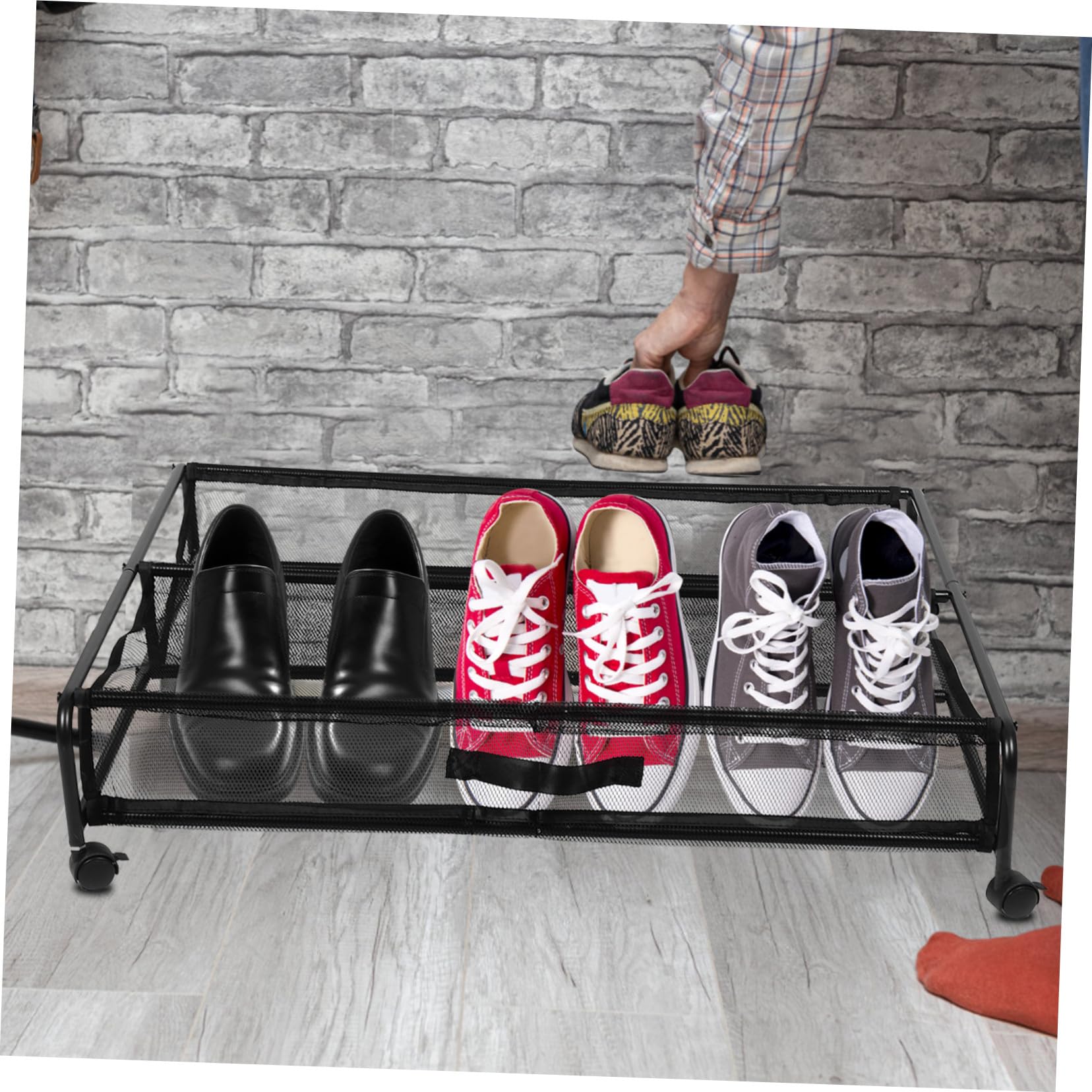 Contenedor de Almacenamiento y Fácil Instalación Debajo Cama con Ruedas con Diseño Multifuncional Organizador de Zapatos de Hierro para Cualquier Habitación