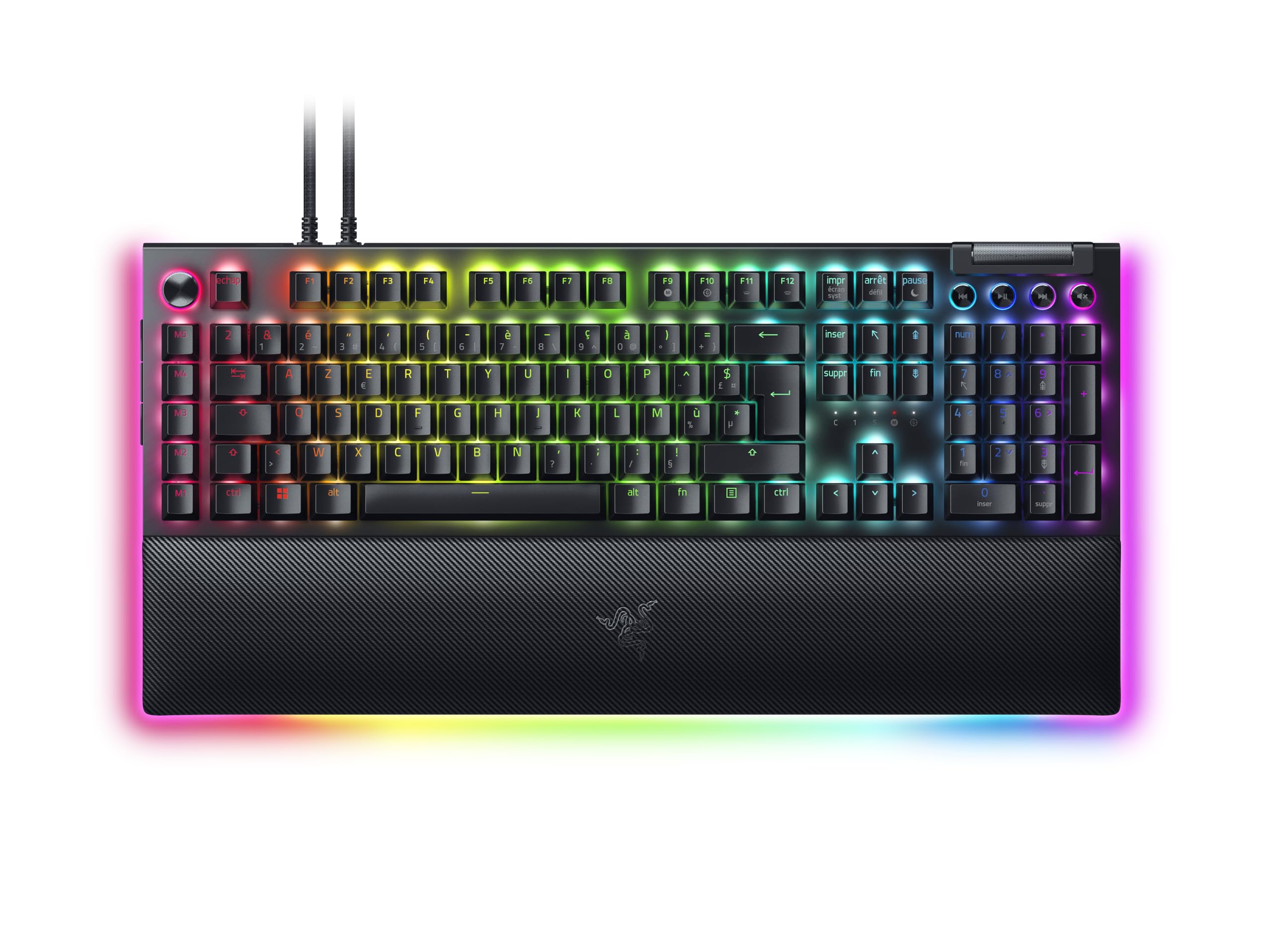 Razer BlackWidow V4 Pro (Switches Jaune) - Clavier Gamer Mécanique Snap Tap (Switches Mécaniques Silencieux, 8 Touches Macro Dédiées, Repose-Poignet en Similicuir) AZERTY Clavier FR | Noir