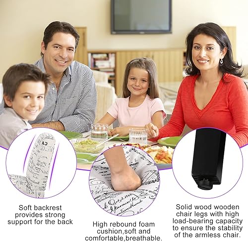 Miniatura 5 de Sillas decorativas de tela sin brazos para sillas de sala de estar, moderna silla con brazo con cojín grueso y patas de madera maciza, sillas de