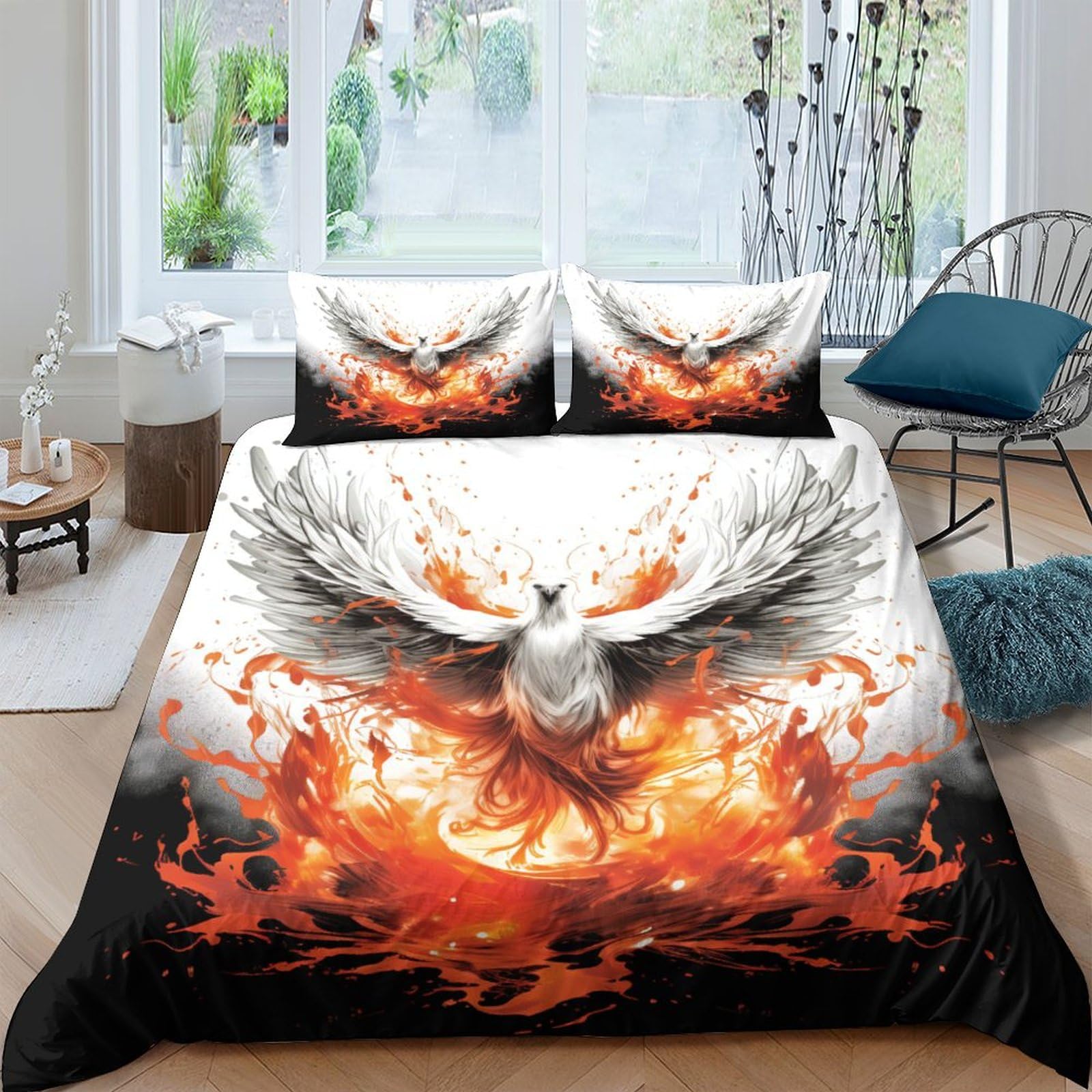 Housse de couette 220x240 microfibre hypoallergénique motif flamant