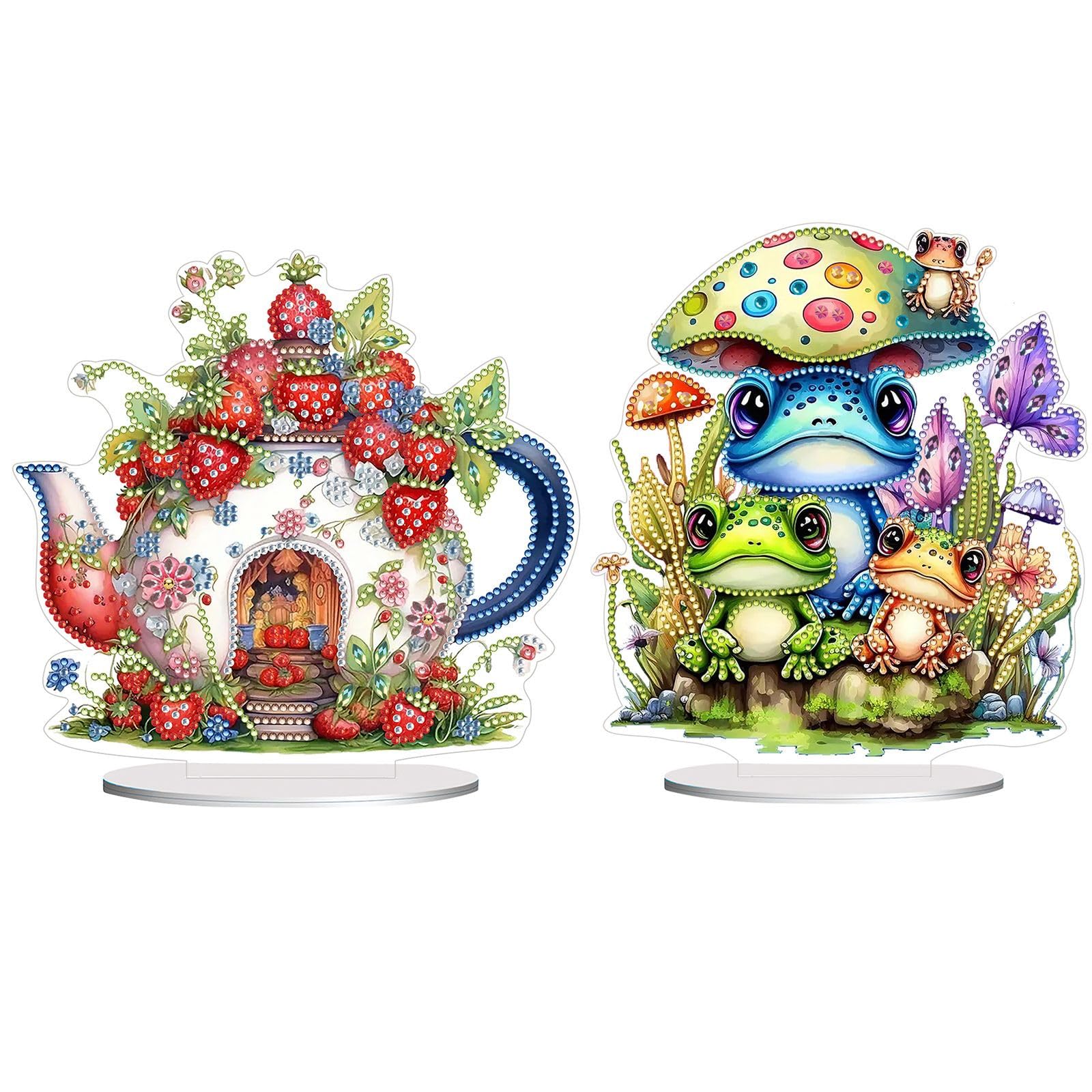 ARTopet 2Pcs DIY Diamond Desktop Ornament Animal Special Shaped Crystal Diamond Art Painting Tabletop Ornaments Single Sided for Home Office Decor Crafts Gift