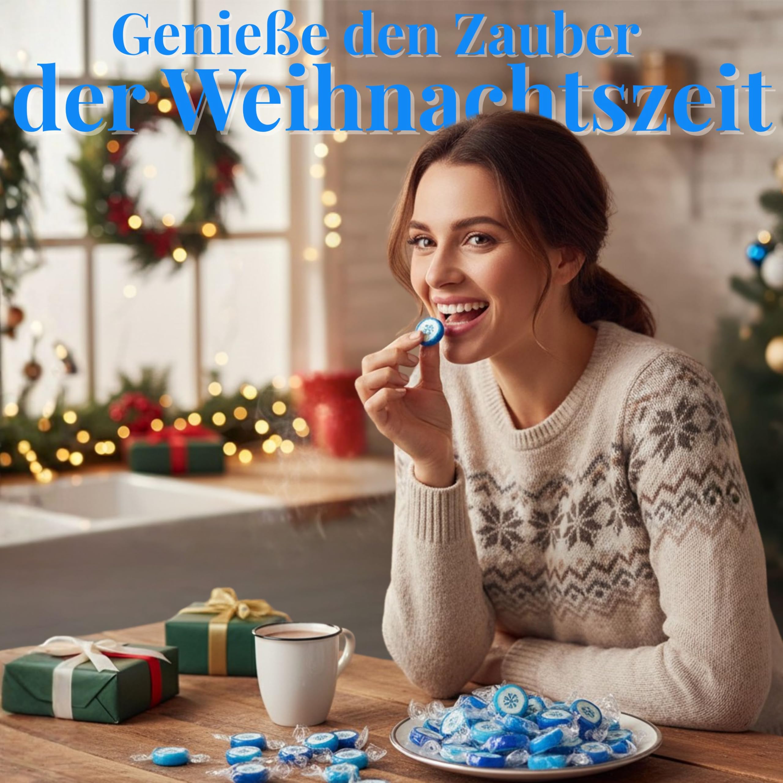 EinsSein Weihnachtsbonbons Schneeflocken blau-weiß 4kg | Handgemachte Rocks Bonbons | Mini Süßigkeiten & Kleinigkeiten für Adventskalender Nikolaus & Wichtelgeschenke | Alternative zu Schokolade