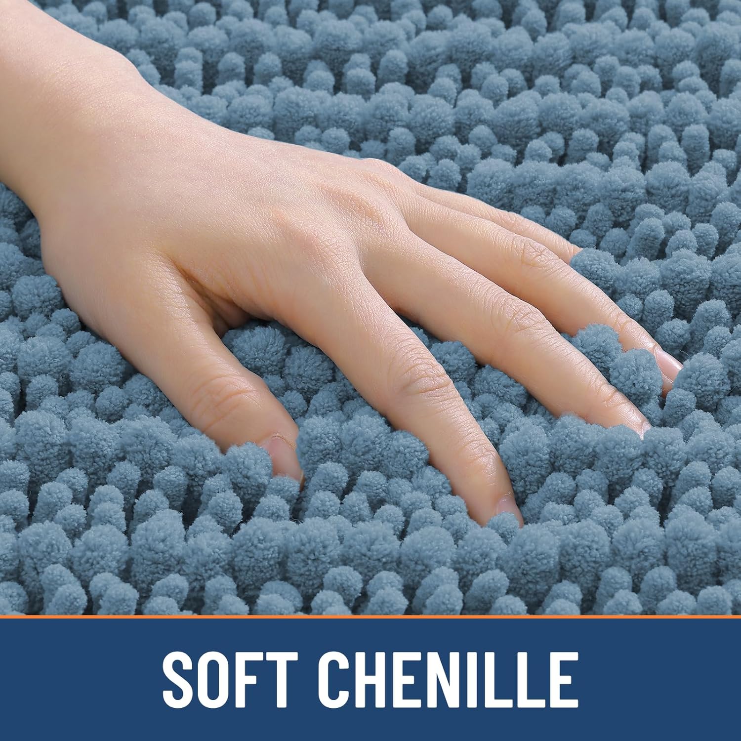 Smiry Bathroom Rugs Mat 48x32, Extra Soft Absorbent Chenille Bath Rugs, Non Slip Rubber Backing Machine Washable Quick Dry Bath Mats for Bathroom Floor, Tub, Shower, Home Accessories, Grayish Blue