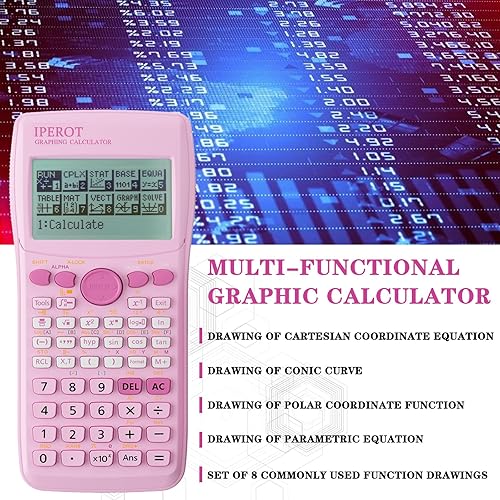 Miniatura 4 de Calculadoras científicas con calculadora gráfica, calculadoras científicas IPEROT Pink, 10 modos, 4 funciones gráficas, calculadora de matemáticas