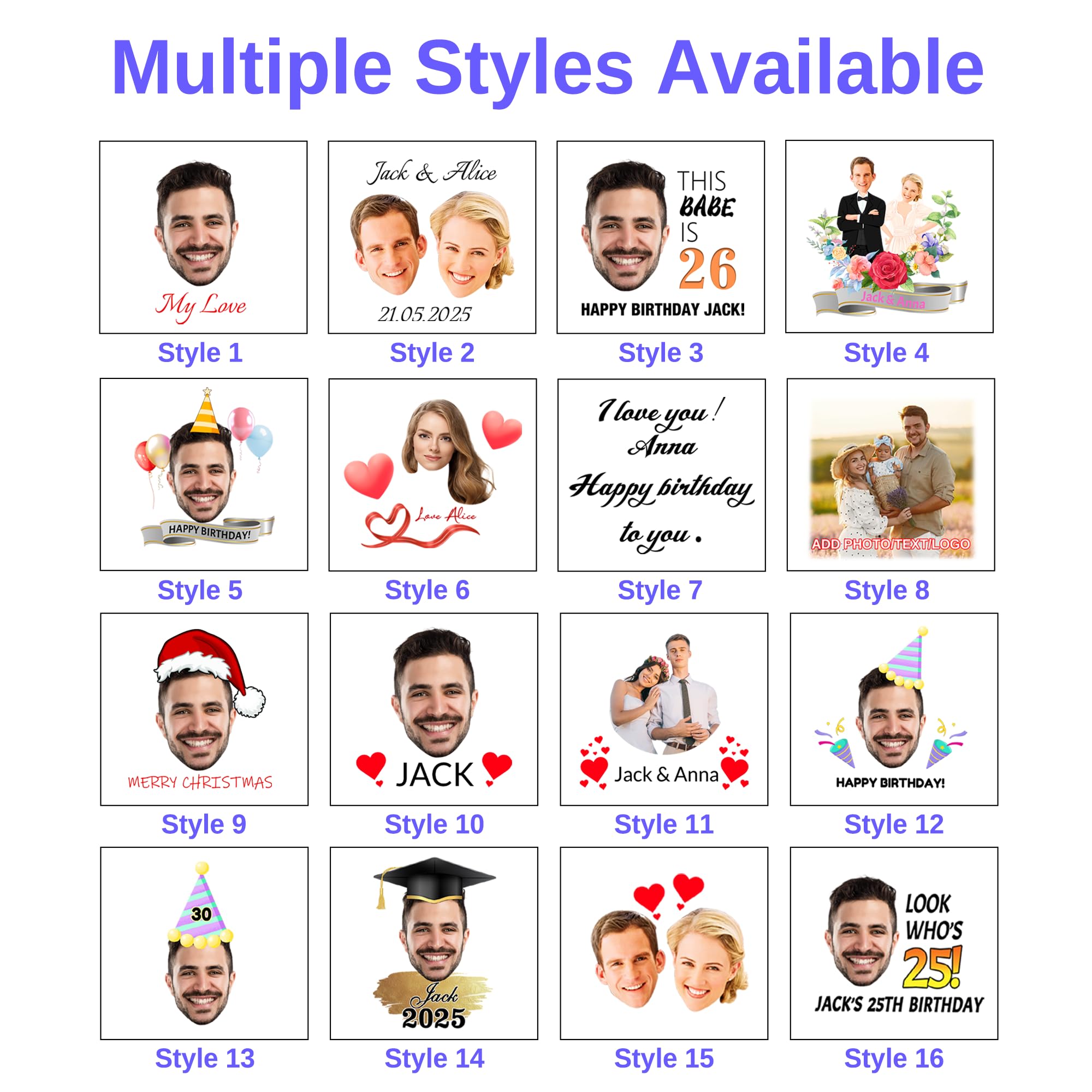 Calcomanías Personalizadas De 4x4 Cm Con Tu Foto, Tatuajes Temporales Impermeables Para Fiestas, Bodas, Cumpleaños Y Eventos, Fáciles De Aplicar Y Quitar, Regalo Original Y Divertido