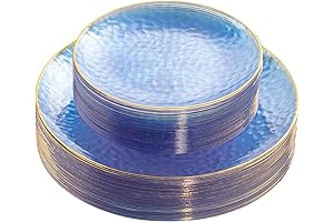60 Piece Disposable Blue Plastic Party Plate Set