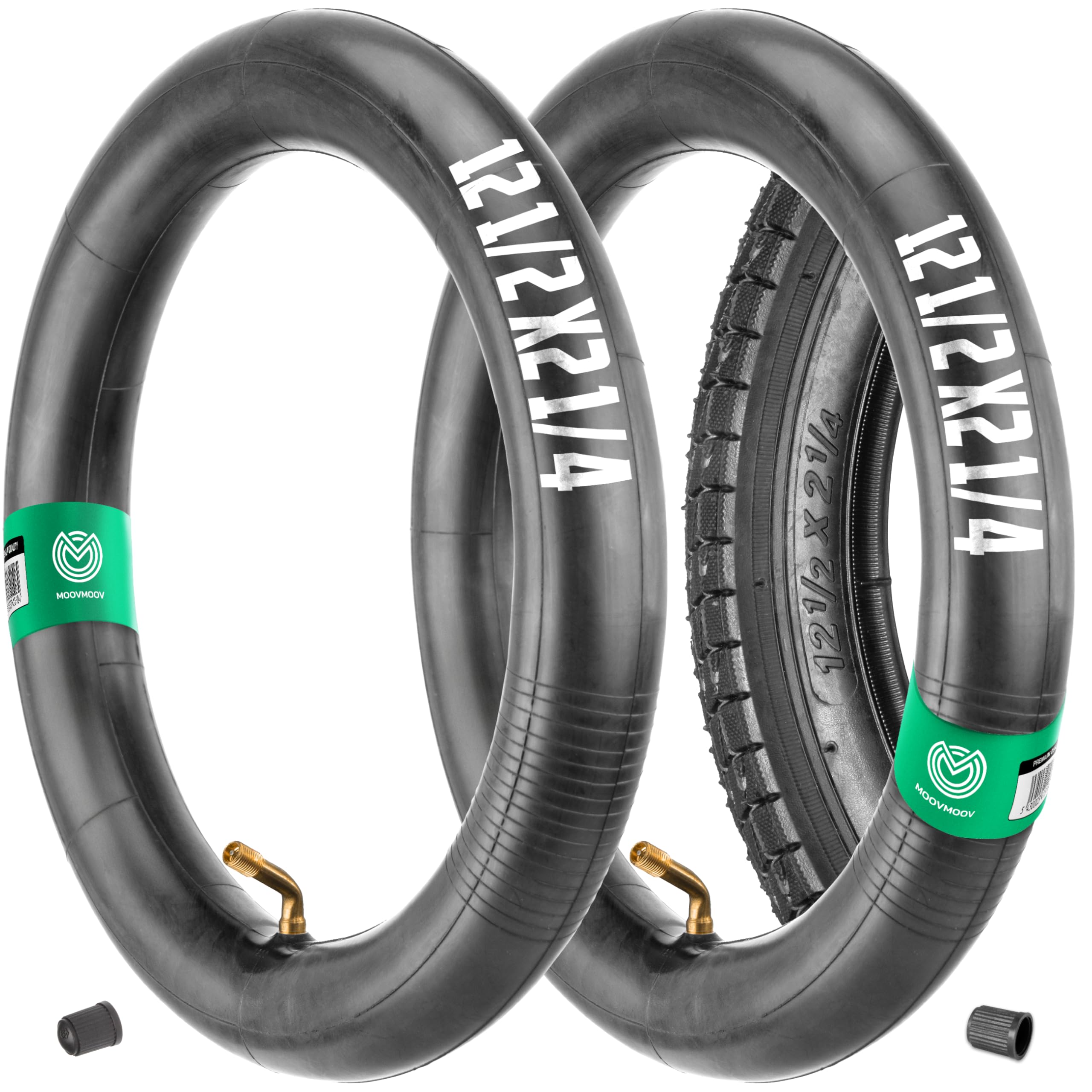 (2-Pack) 12 inch inner tubes 12 1/2 x 2 1/4 with 70/90 angled valve - for Strollers, Balance bike, E-Scooter, Folding Bike, Pushchair. Compatible with Tyres 12.5 x 2.25 – 12 x 2.125