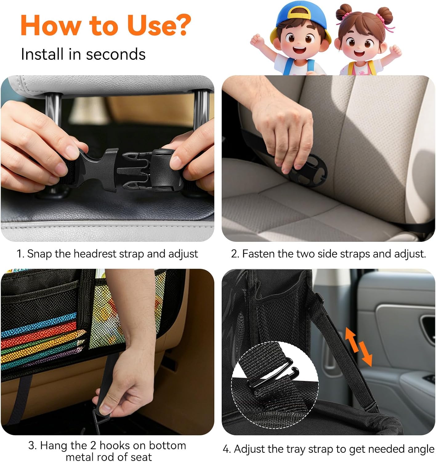 Car Backseat Organizer with Table Tray 9 Pockets Car Accessories,2Pack