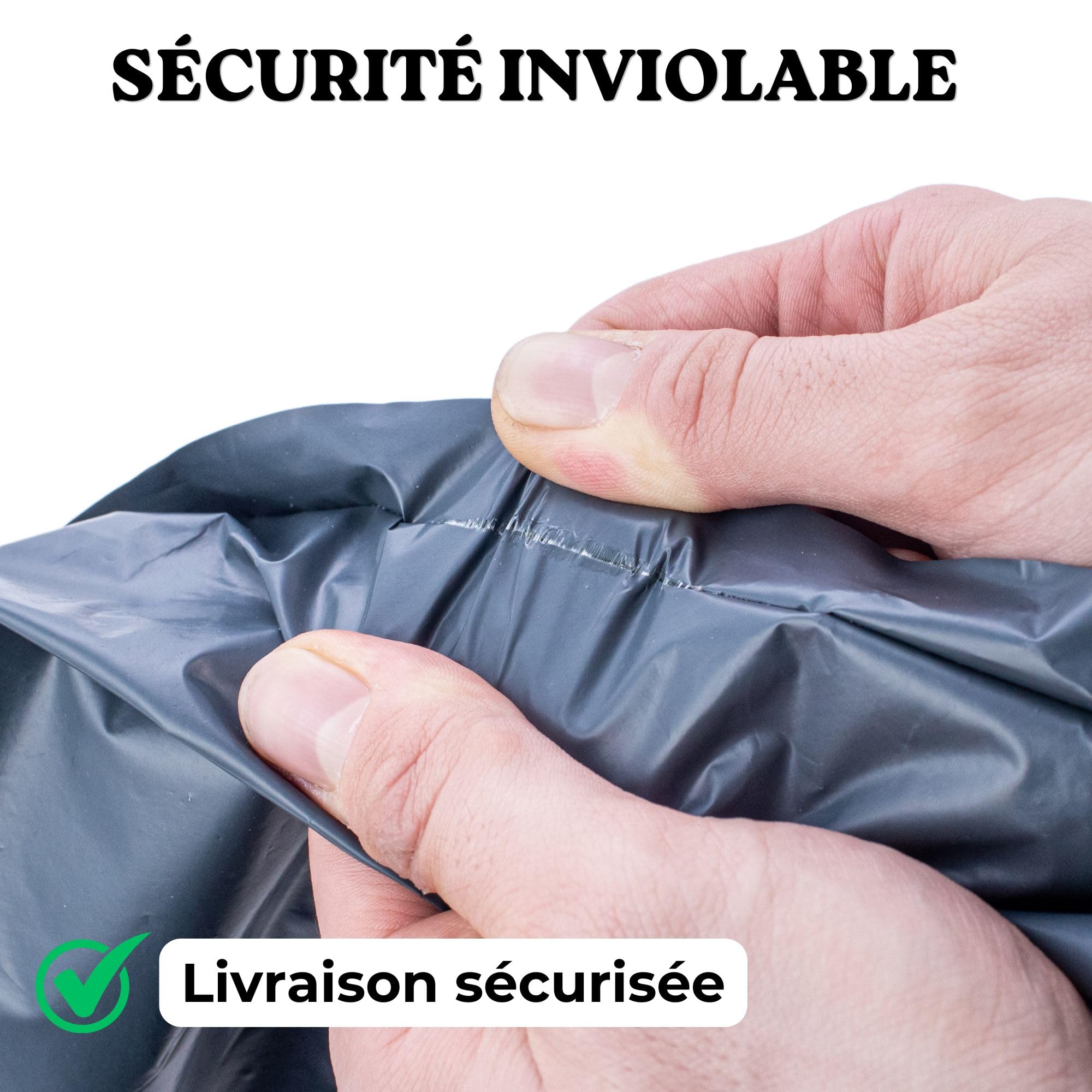 Grand sac d'expédition en plastique gris de 43 x 60 cm pour envoi et emballage, enveloppes extra solides, en polyéthylène avec fermeture auto-adhésive