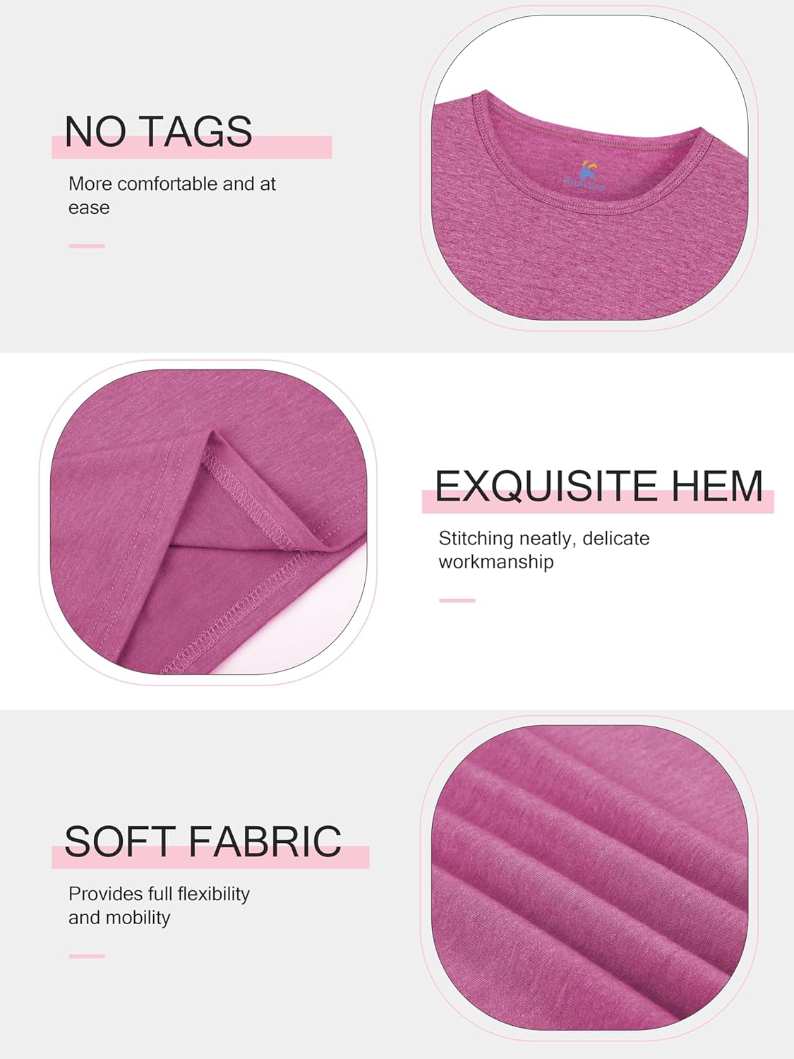 5 Pack Girls Long Sleeve Shirts Soft Crewneck Long-Sleeve T-Shirts Basic Tagless Layering Tees - Image 2