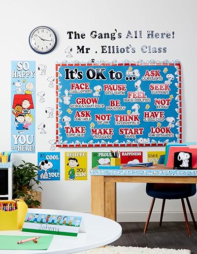 Miniatura 7 de Eureka Peanuts Snoopy It's Ok to Juego de tablones de anuncios para profesores, 42 piezas