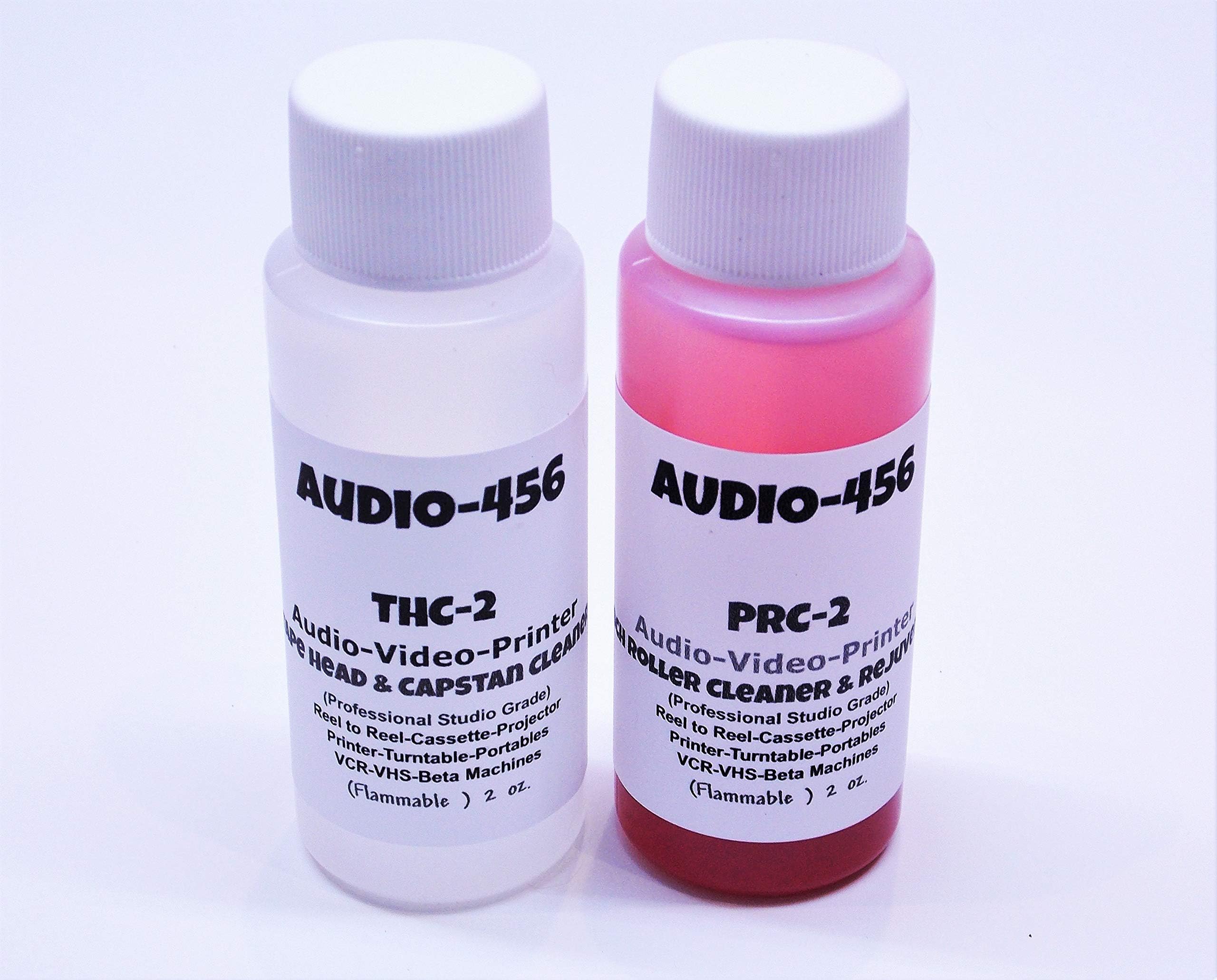 Head Capstan Cleaner Fluid & (1) 2 oz Audio 456 Audio Video Pinch Roller Cleaner Rejuvenator Fluid (Prior SR-Audio) Reel to Reel+Cassette+Printers¡­
