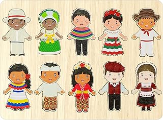 Wooden Puzzles for Toddlers 1-3 Interchangeable Dress up Diversity Peg Puzzle Educational Multicultural World Racial Cognition Toddler Puzzle Learning Mix Match Preschool Puzzle for Kids Boys Girls