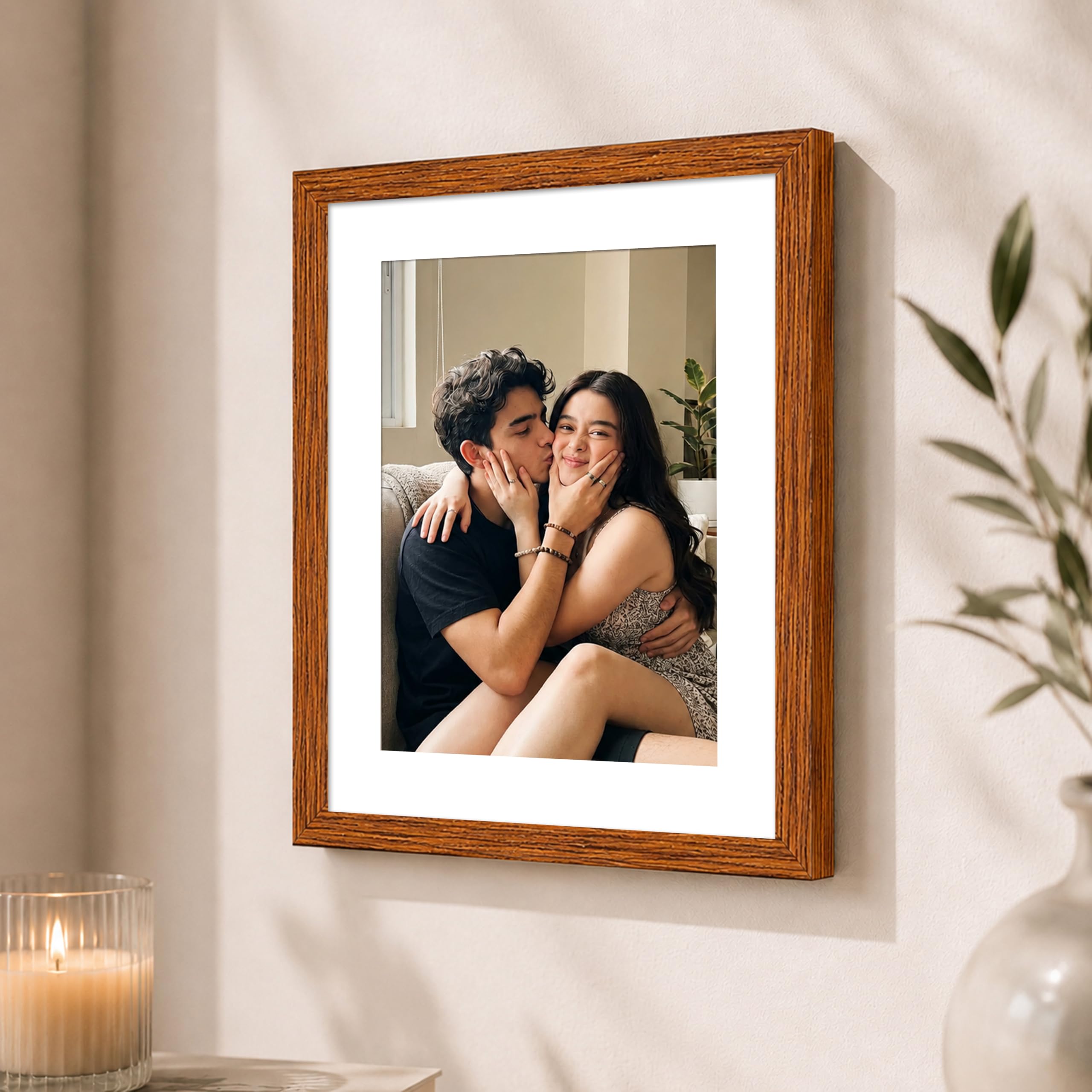Art Street Synthetic Brown Wall/Table Photo Frame For Home Décor, Tabletop, Bedroom, Office Desk & Living Room (Picture size 8 inches X 10 inches, Matted to 6 x 8 Inches)