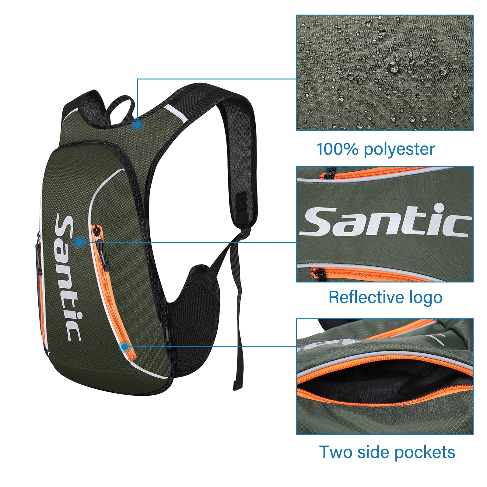 Santic Zaino Ciclismo Ultraleggero Zaino Bicicletta MTB Piccolo Zaino Bici Mountain Bike 15 Litri per Uomo e Donna