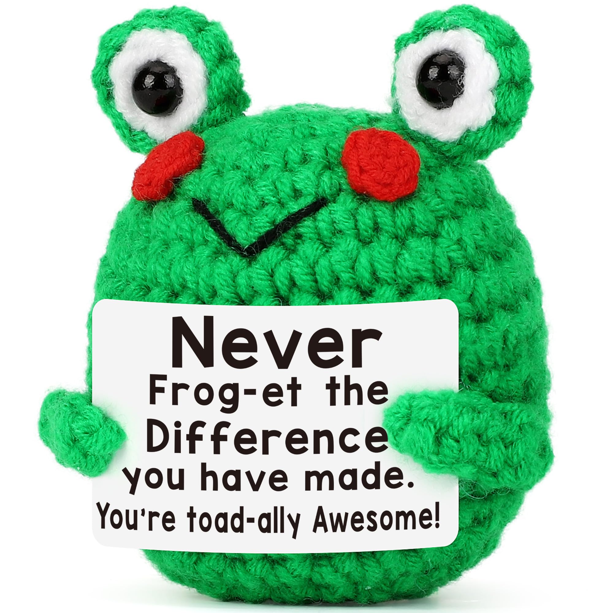 Thank You Teacher Appreciation Gifts Women Coworker Employee Retirement Leaving Going Away Farewell Gift Boss Nurse Mentor, Mother's Day for Moms Grandma Wife Sister, Mini Positive Crochet Frog