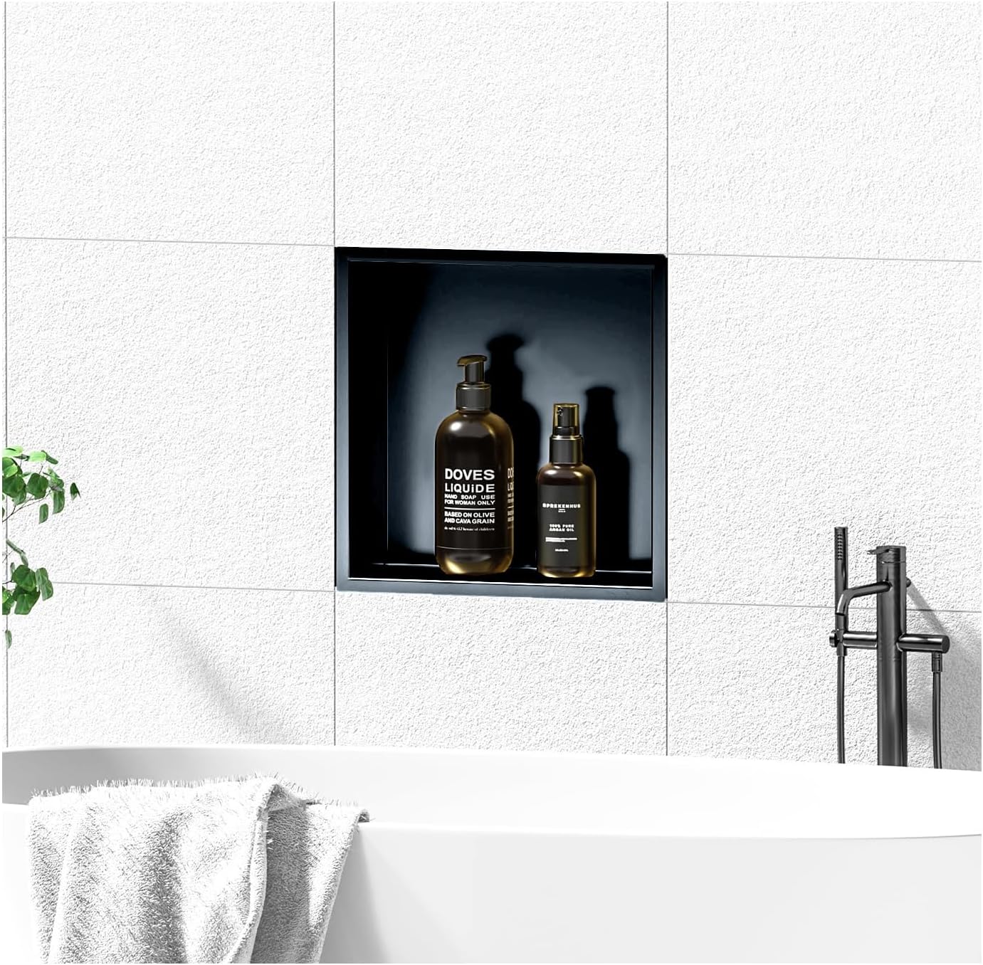 単層埋め込み式シャワーニッチ、ブラッシュド304ステンレススチールシャワーニッチ、タイル不要壁ニッチ、スクエアニッチシェルフインサー